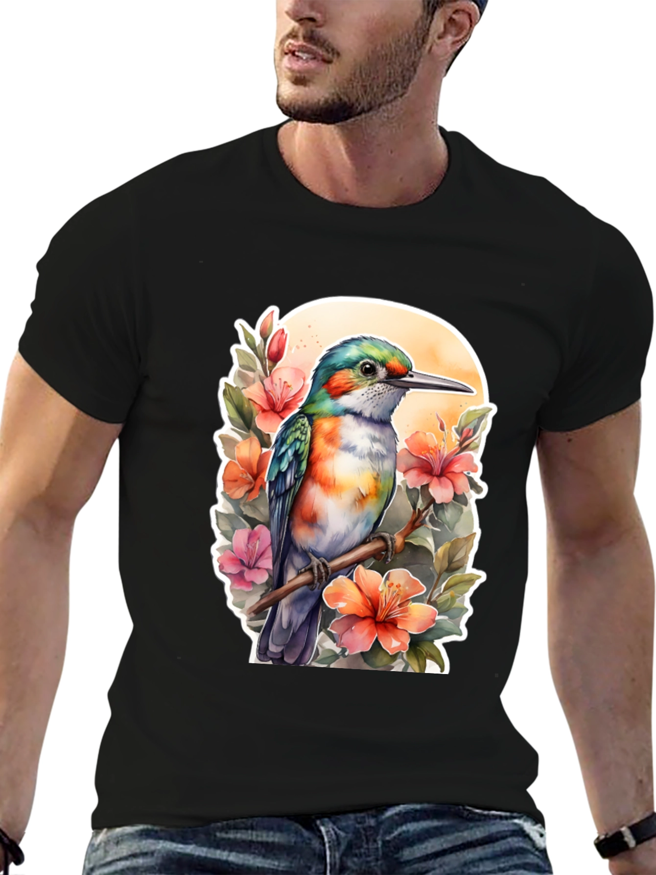 Hummingbird Floral Graphic Tee - Nature Lovers Shirt