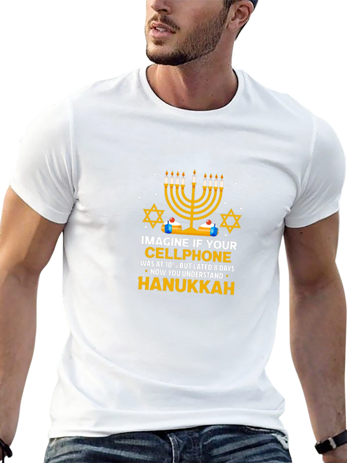 Hanukkah Cellphone T-Shirt - Holiday Novelty Tee