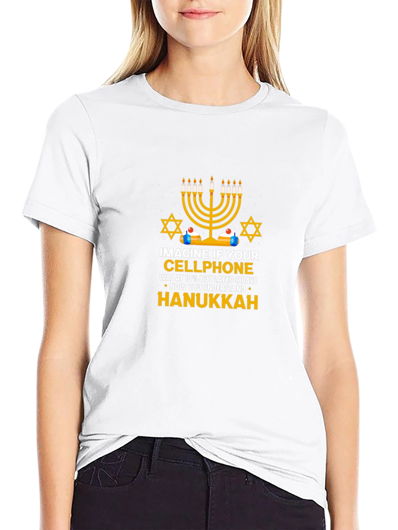 Hanukkah Cellphone T-Shirt - Holiday Novelty Tee