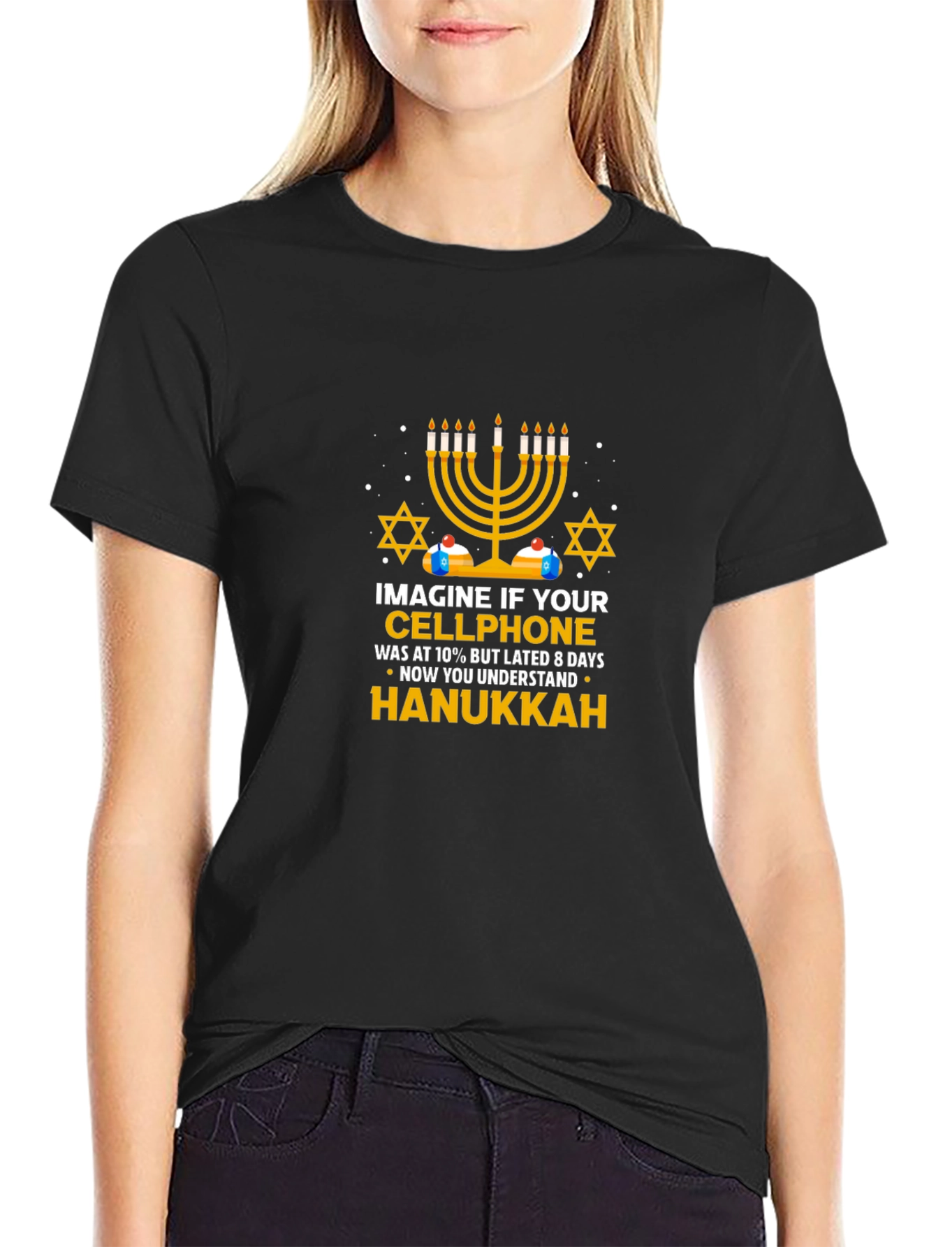 Hanukkah Cellphone T-Shirt - Holiday Novelty Tee