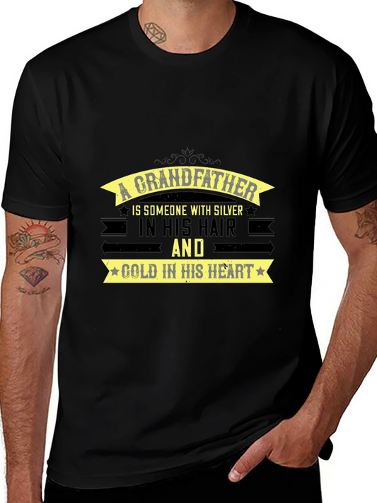 Grandfather Silver Hair Gold Heart T-Shirt