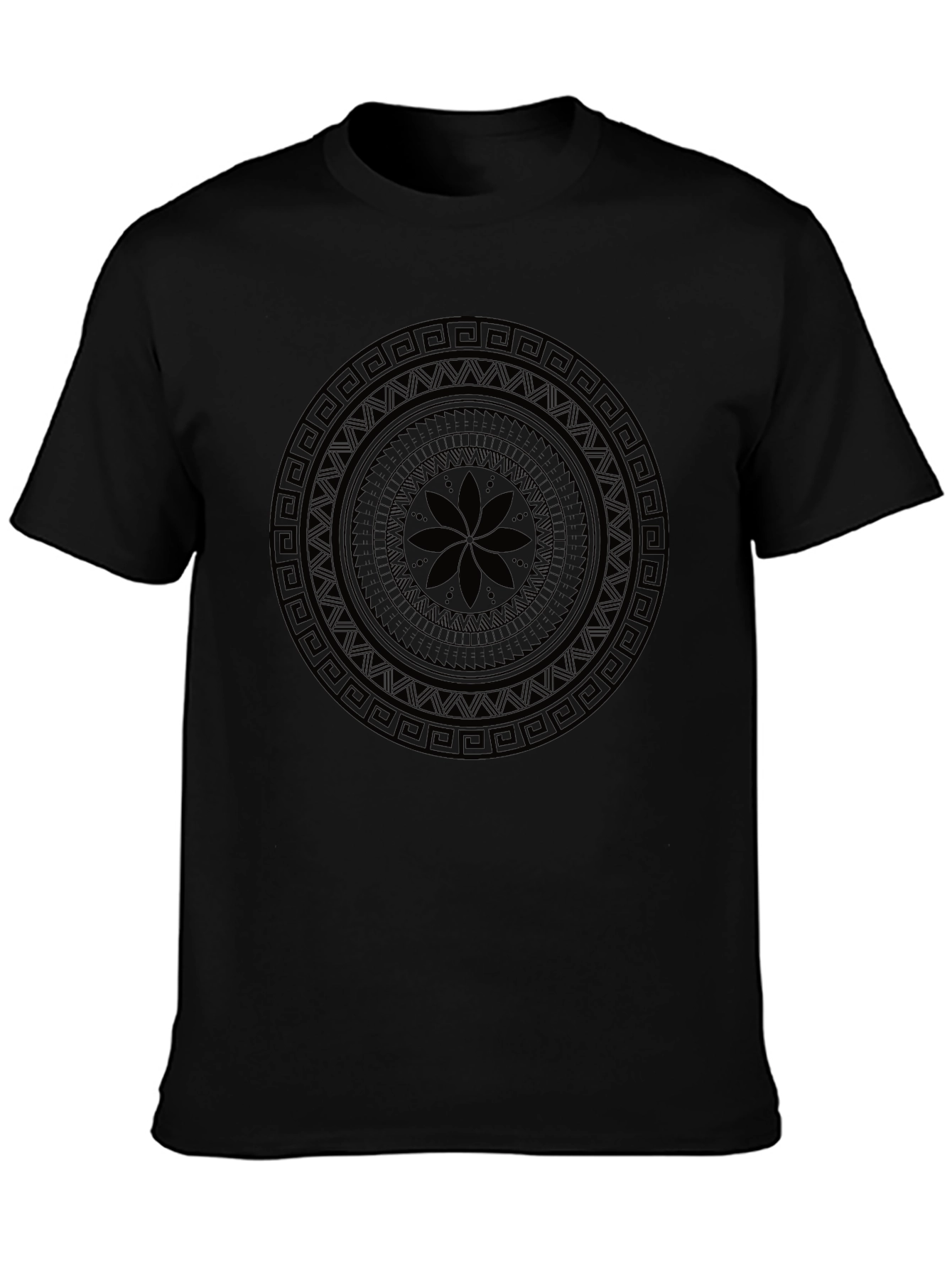 Mens Black Graphic Mandala T-Shirt