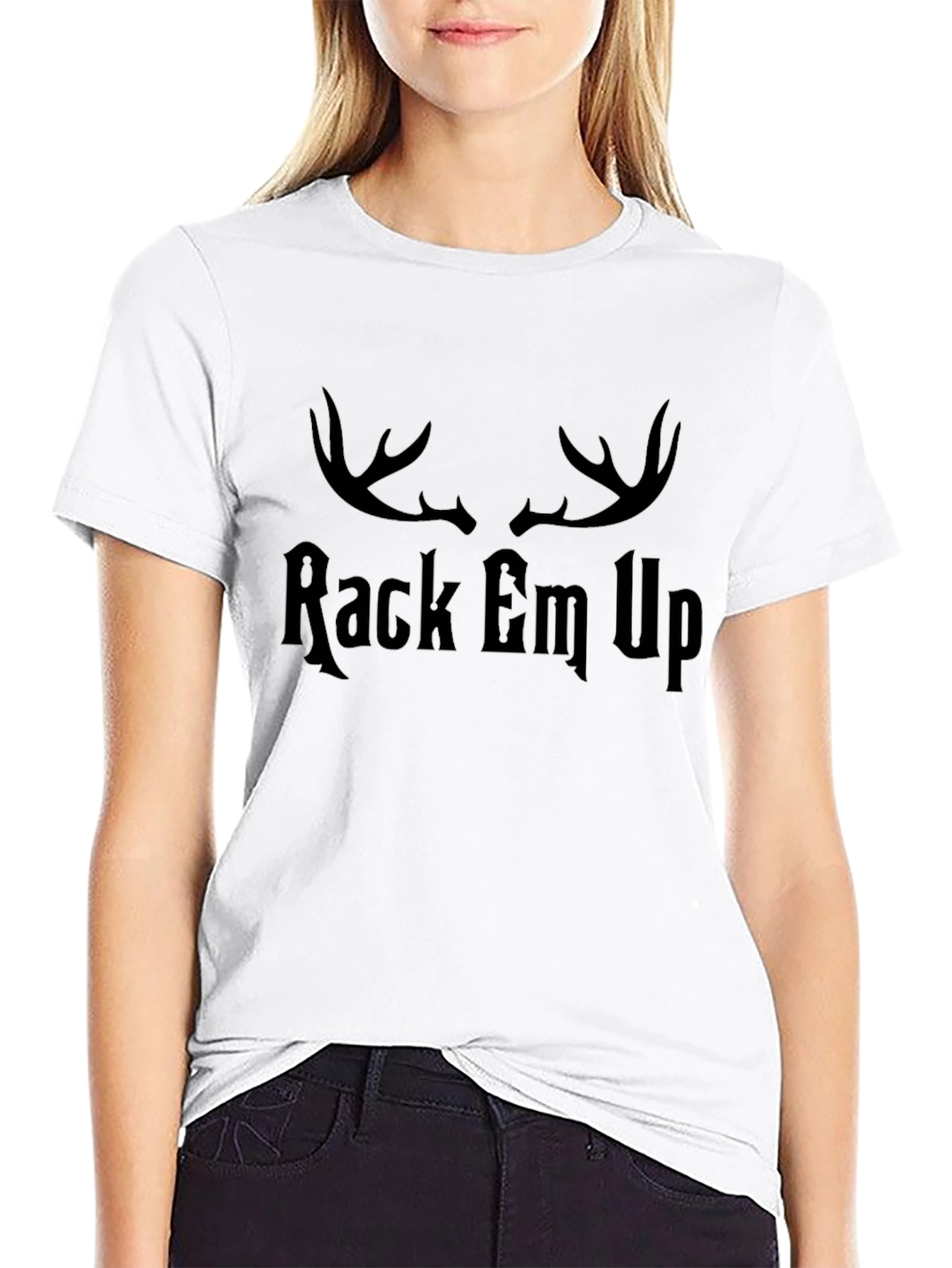 Rack Em Up Deer Antler Graphic Tee - Black