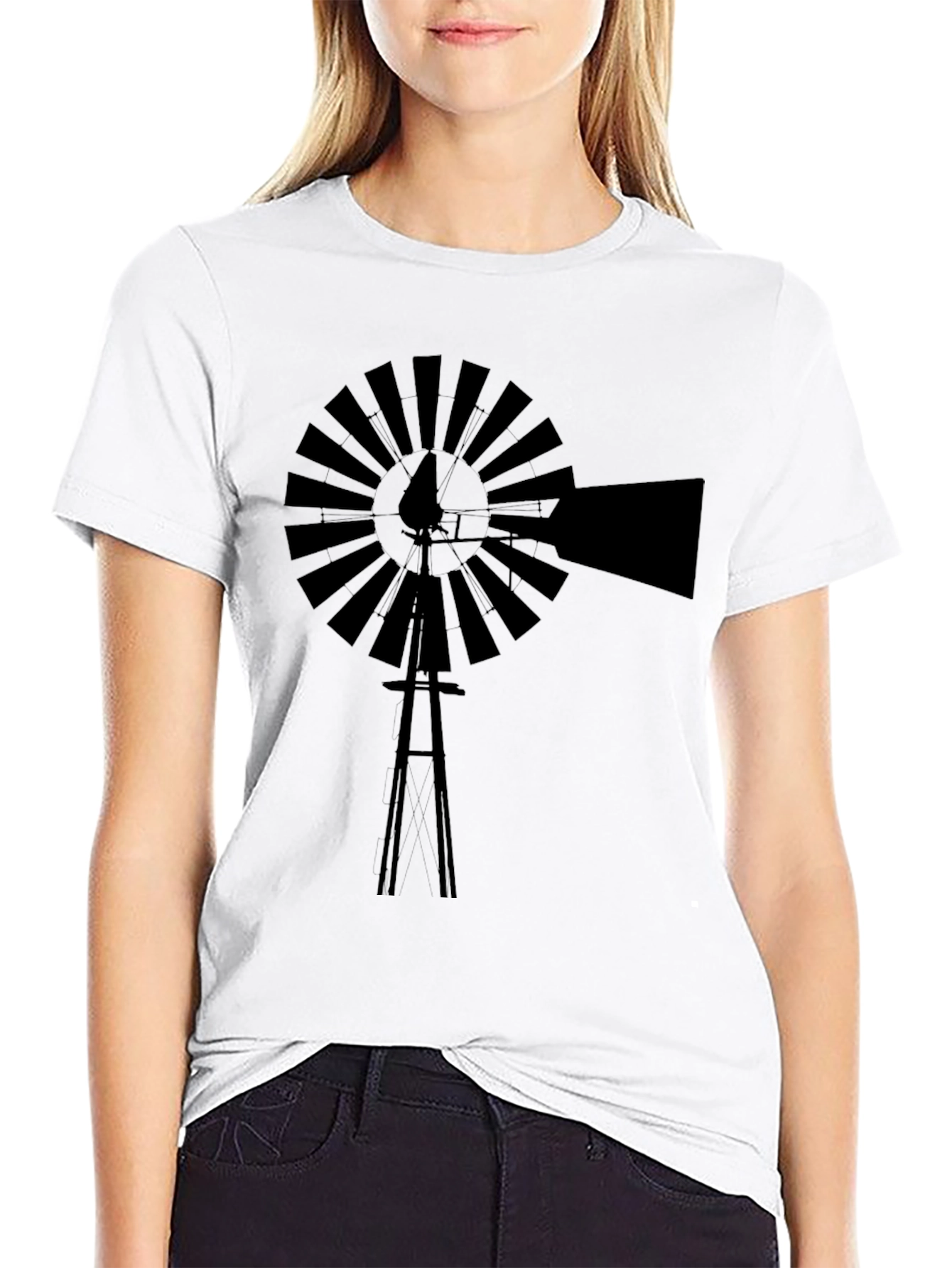 Black Windmill Graphic Tee - Stylish & Comfortable