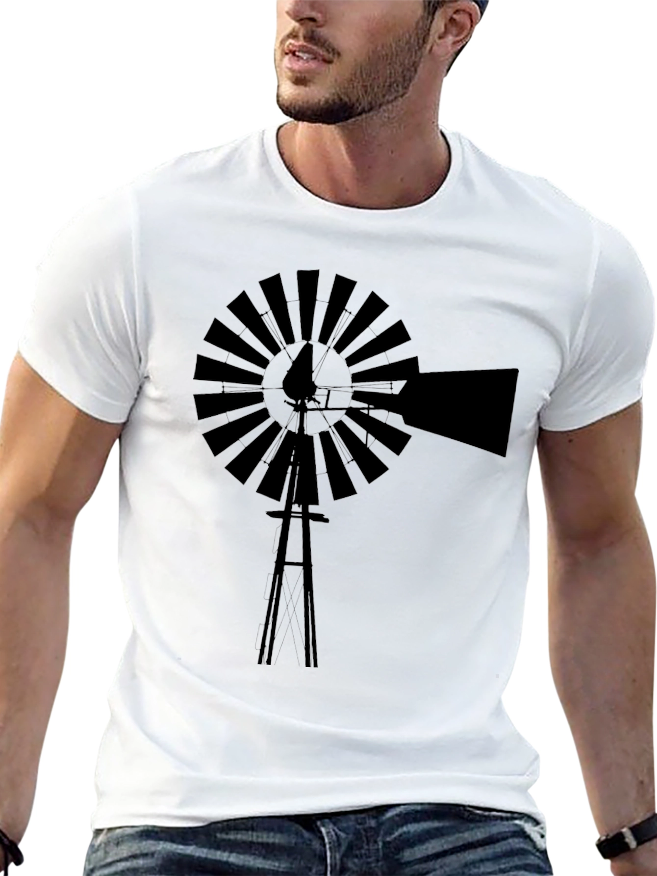 Black Windmill Graphic Tee - Stylish & Comfortable