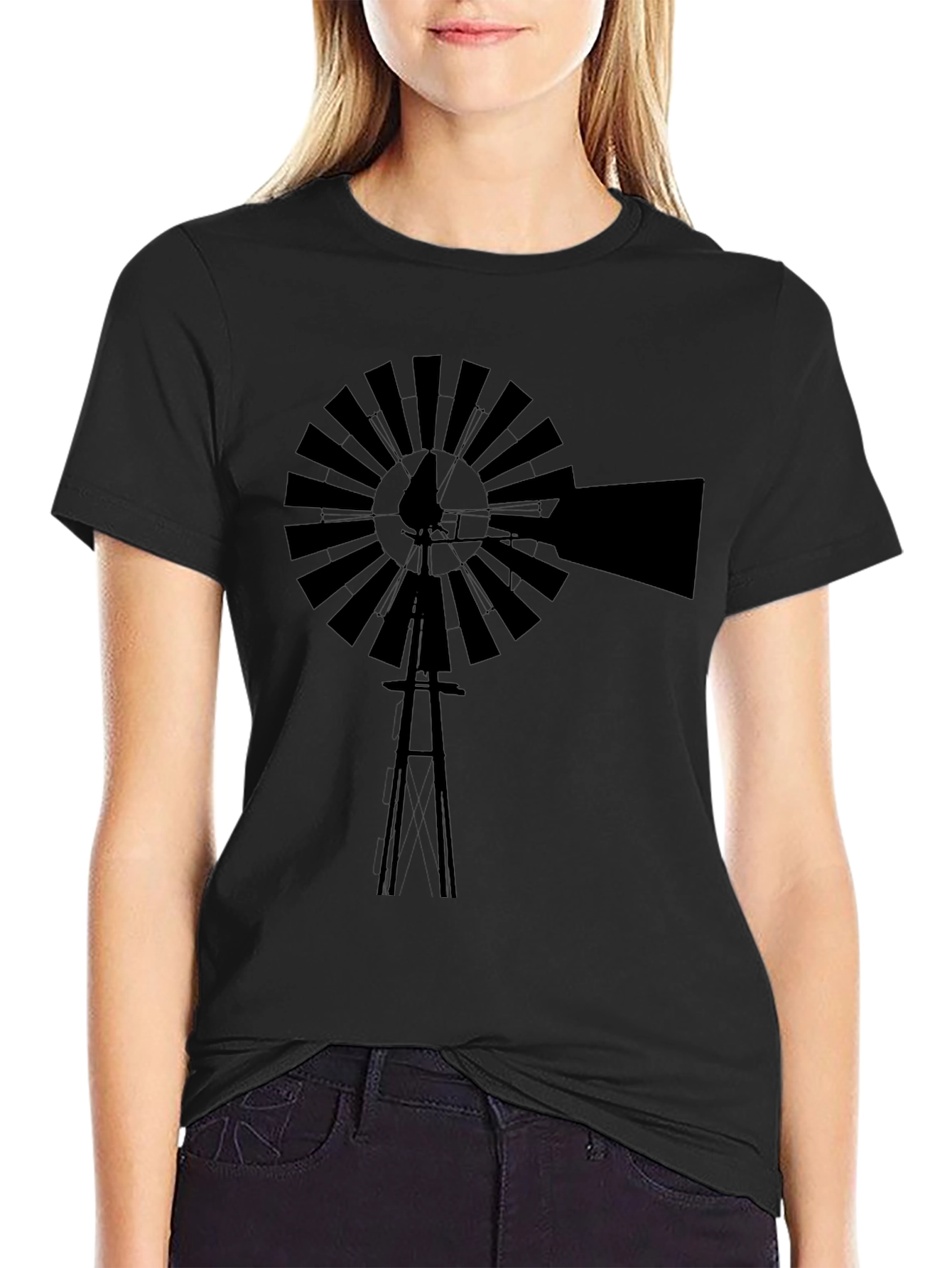 Black Windmill Graphic Tee - Stylish & Comfortable