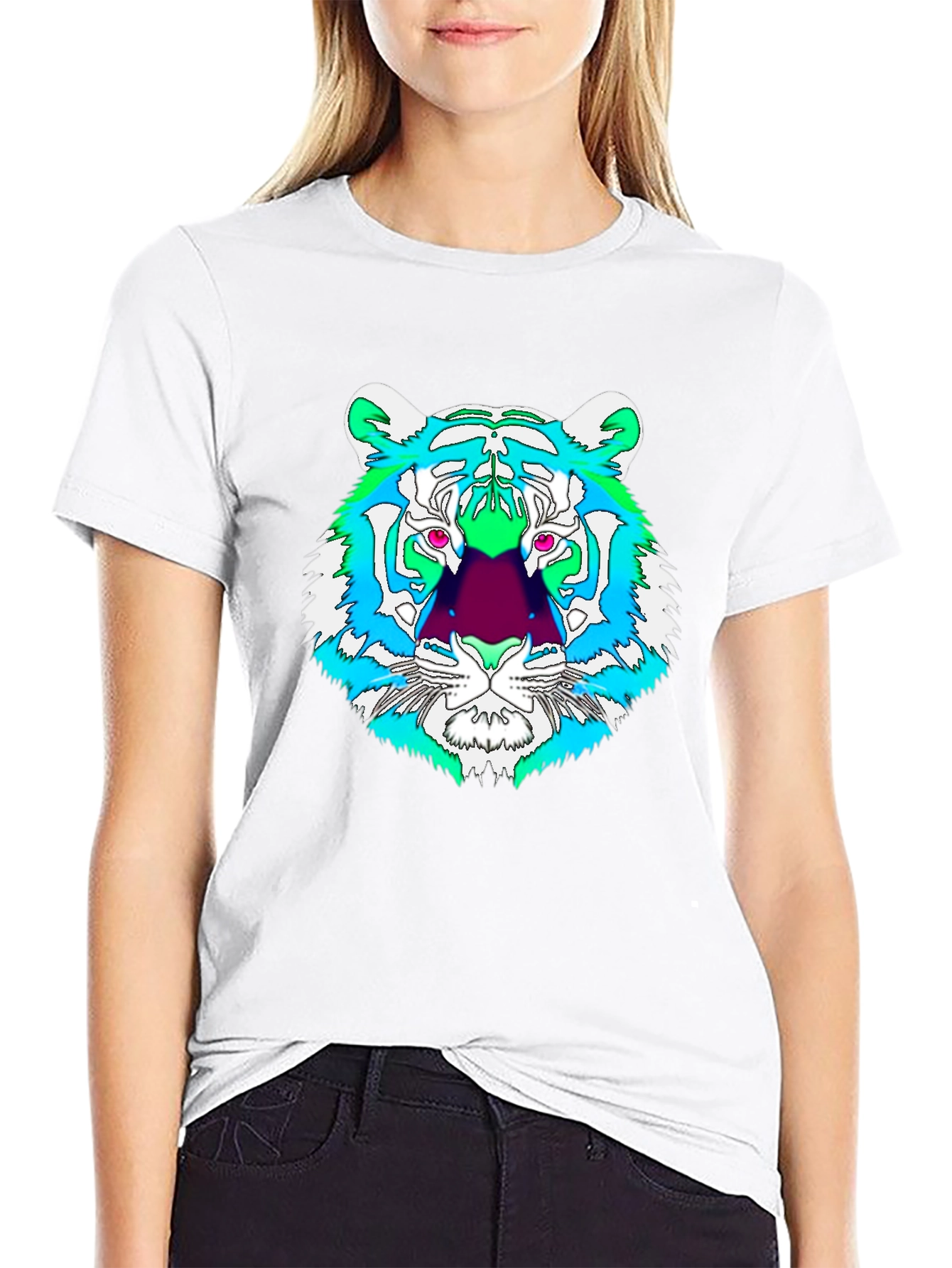 Vibrant Tiger Graphic Tee - Mens Black T-Shirt