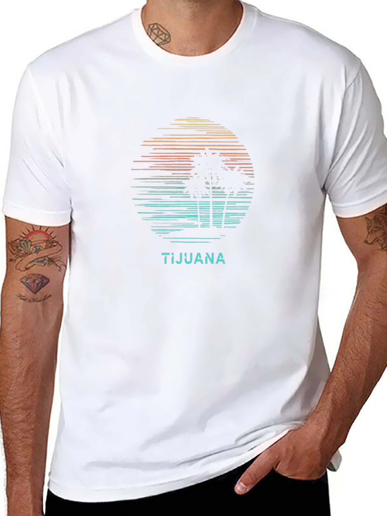 Tijuana Sunset Palm Tree Graphic Tee