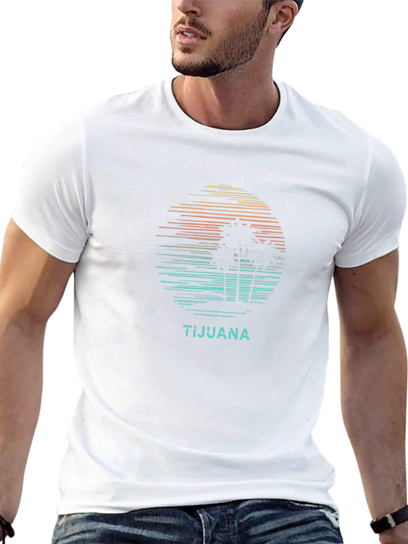 Tijuana Sunset Palm Tree Graphic Tee