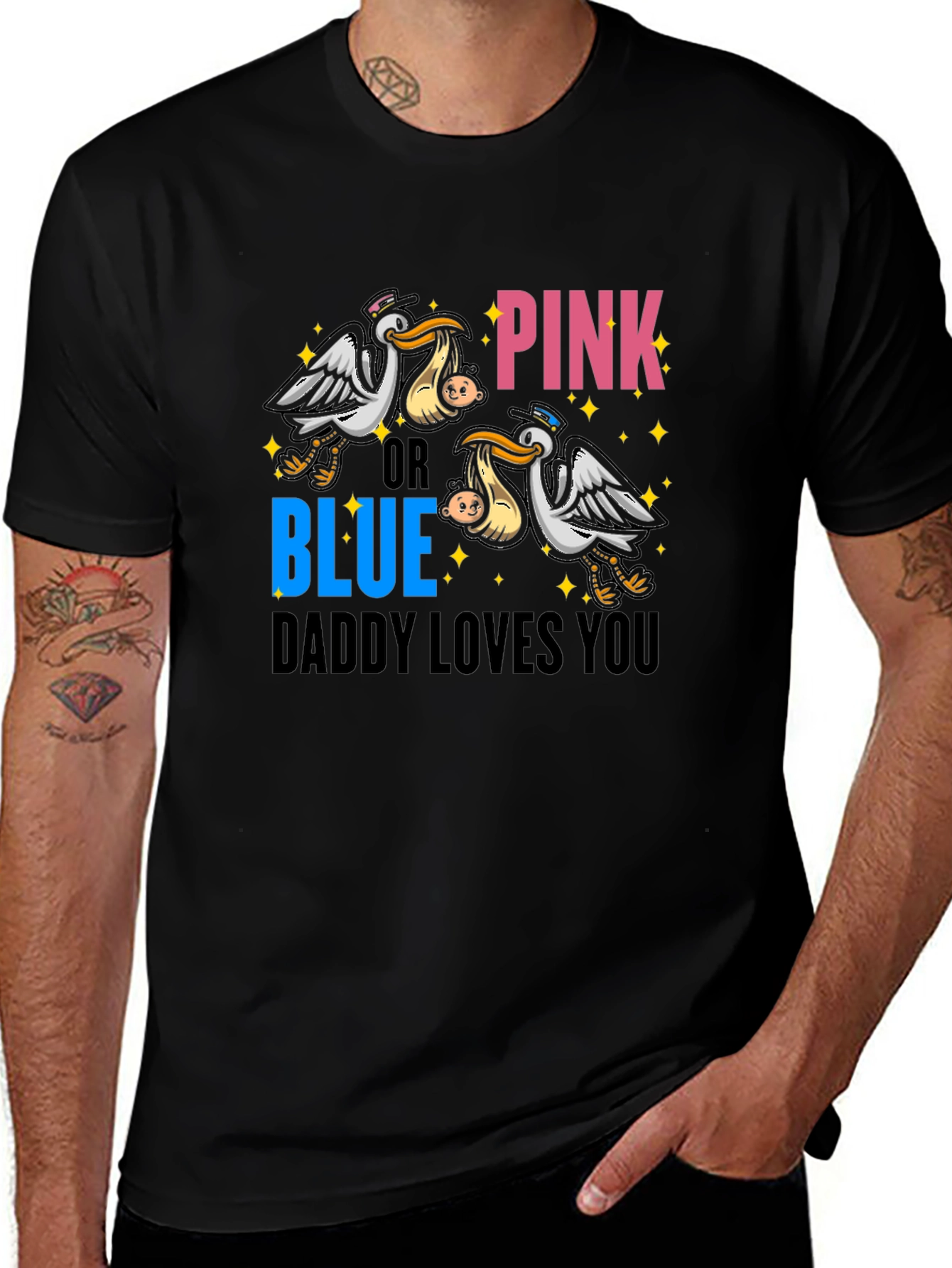 Pink or Blue Daddy Loves You Graphic T-Shirt