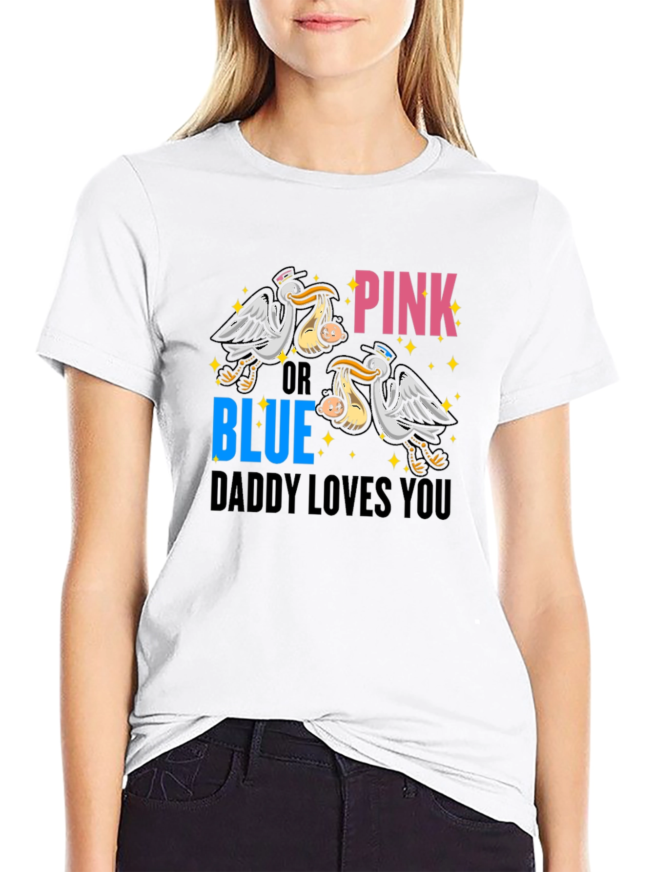 Pink or Blue Daddy Loves You Graphic T-Shirt