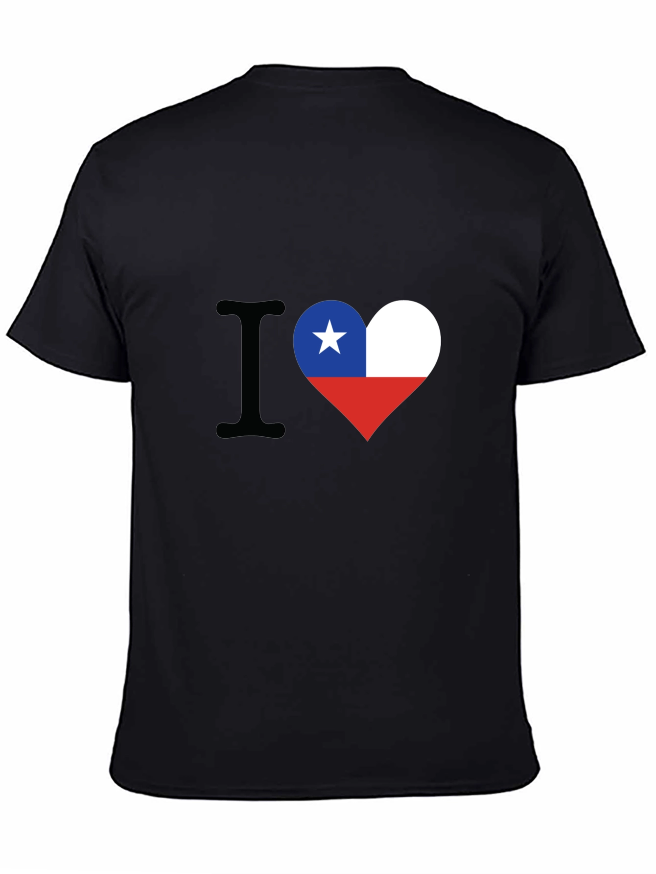 I Love Chile Heart Flag Black T-Shirt