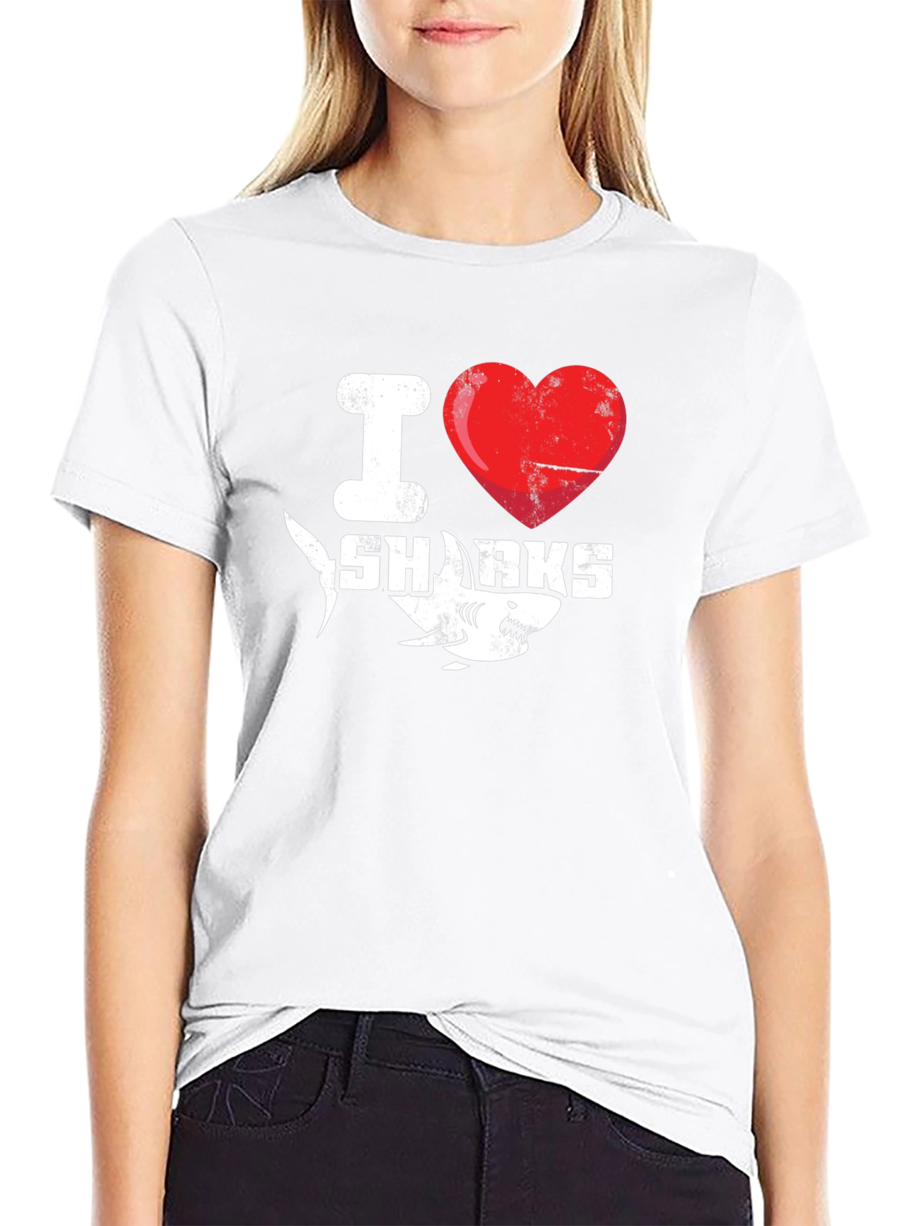 I Heart Sharks Graphic Tee - Black