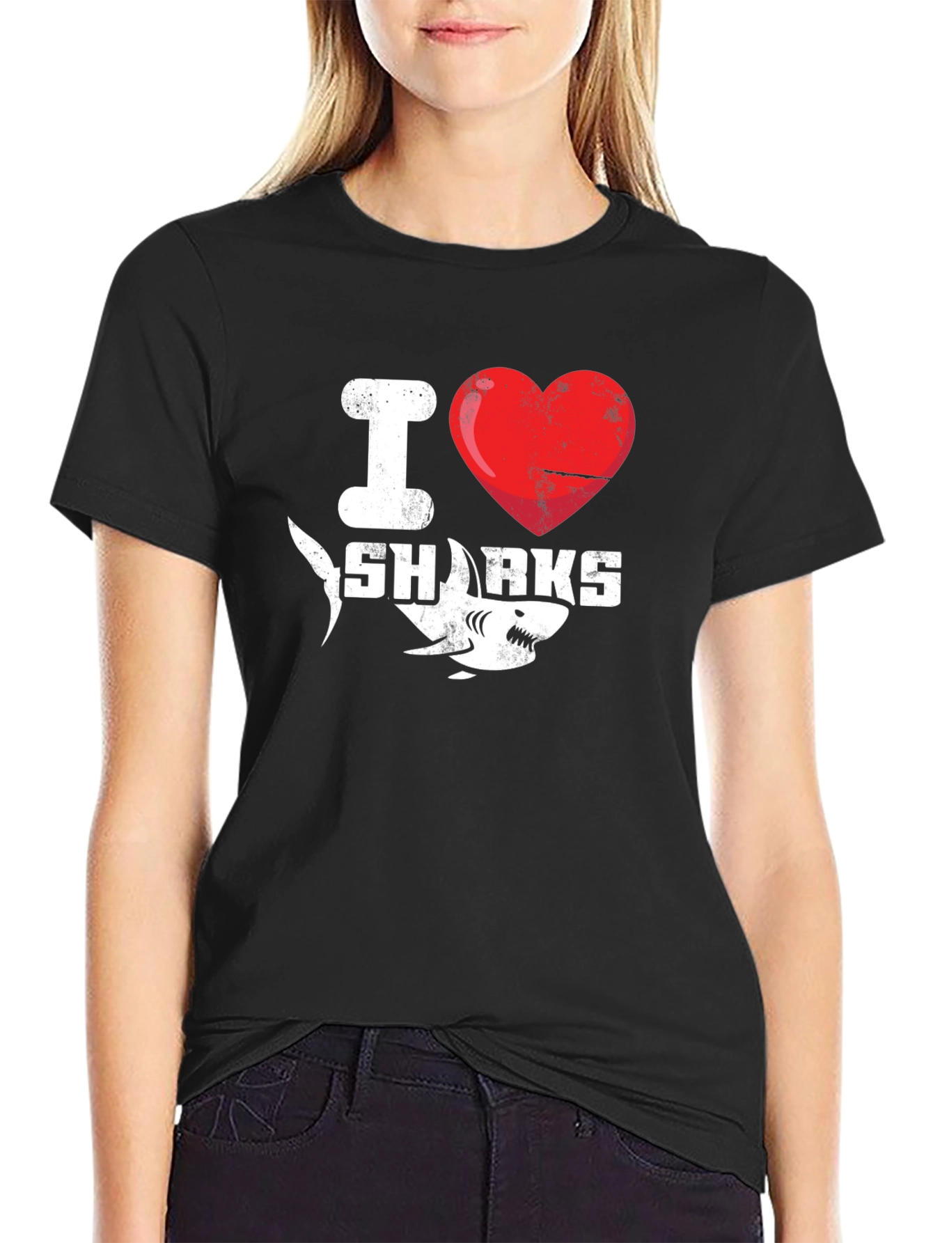 I Heart Sharks Graphic Tee - Black