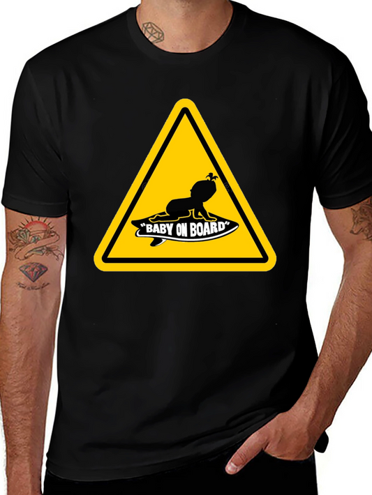 Baby on Board Warning Sign Black T-Shirt