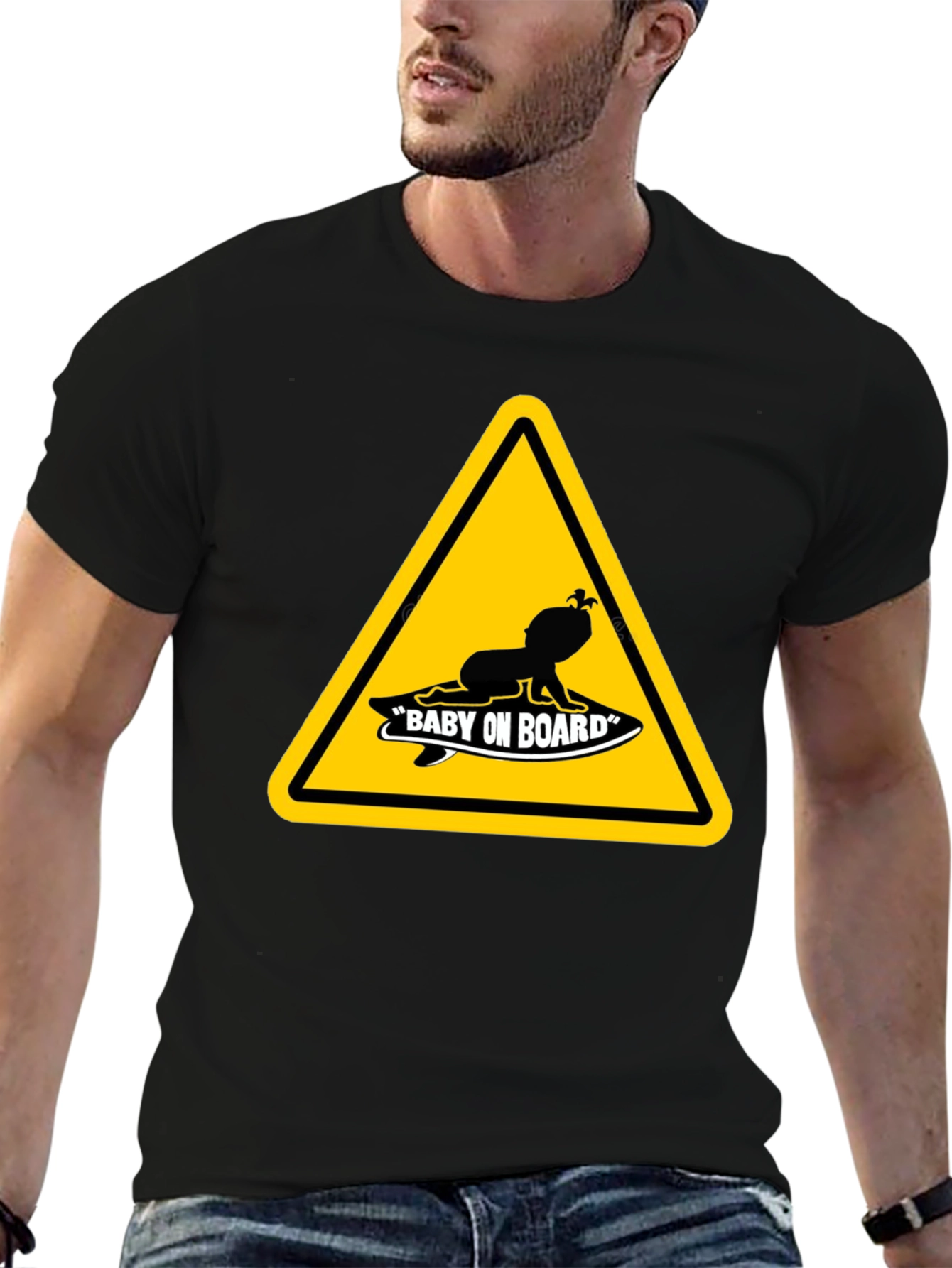 Baby on Board Warning Sign Black T-Shirt