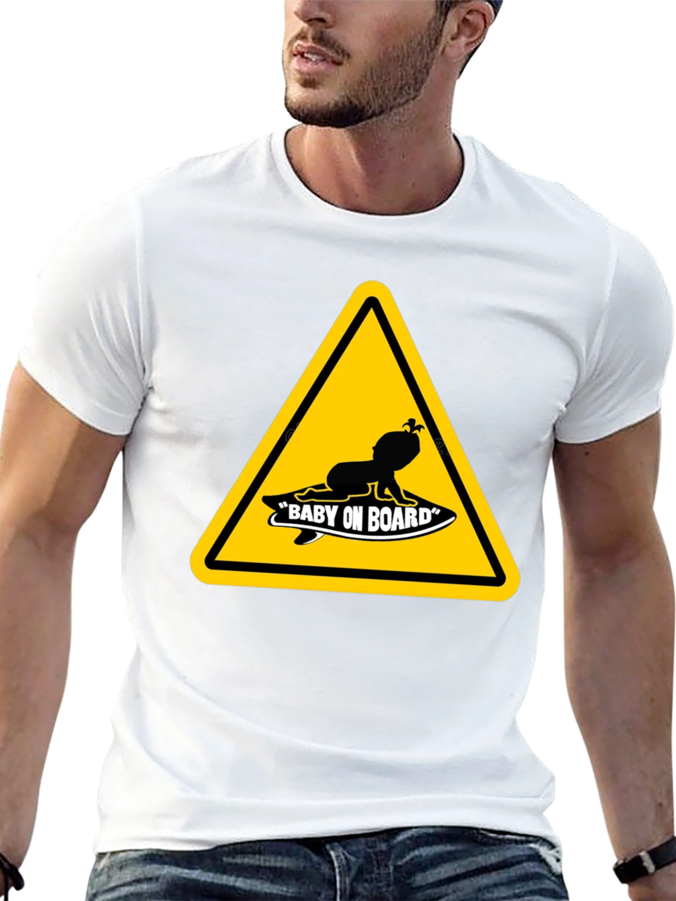 Baby on Board Warning Sign Black T-Shirt