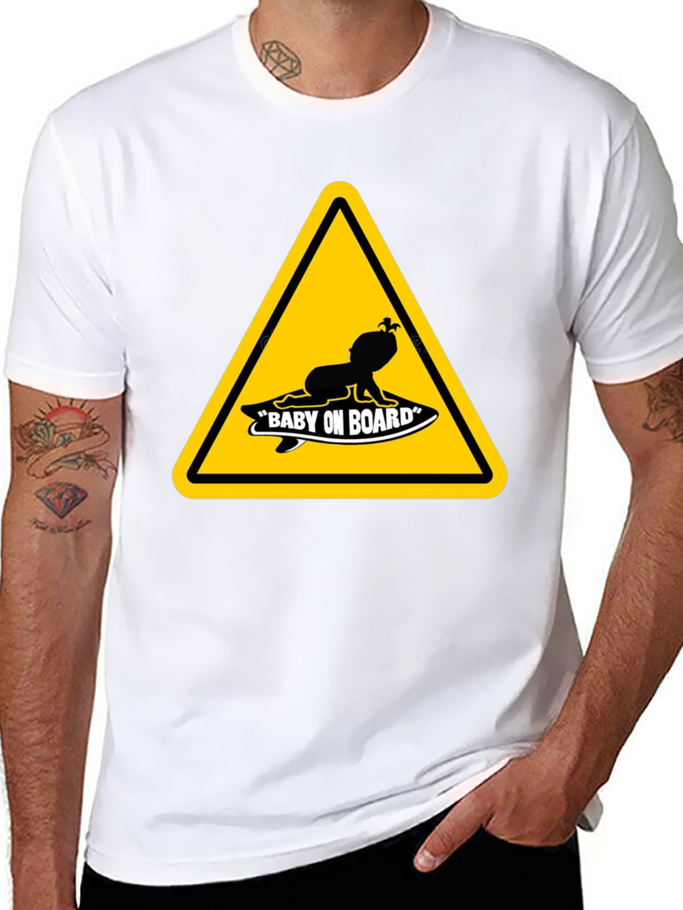 Baby on Board Warning Sign Black T-Shirt