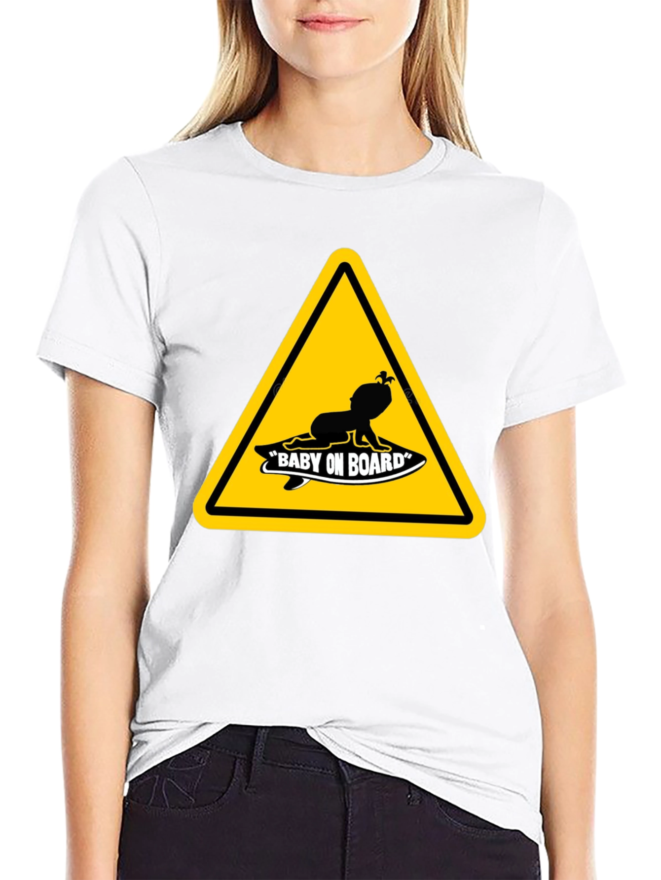 Baby on Board Warning Sign Black T-Shirt