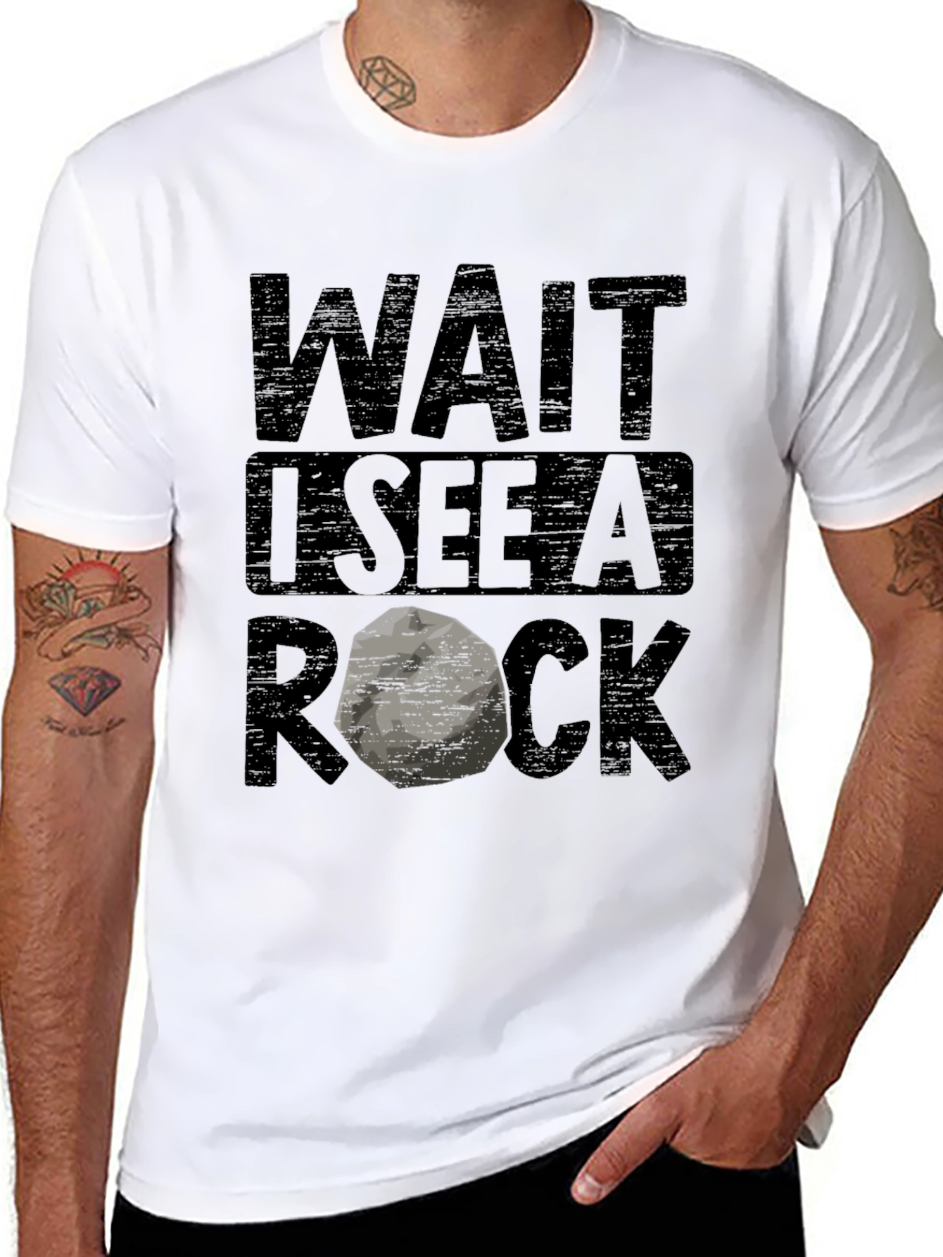 Wait I See a Rock Black Graphic Tee
