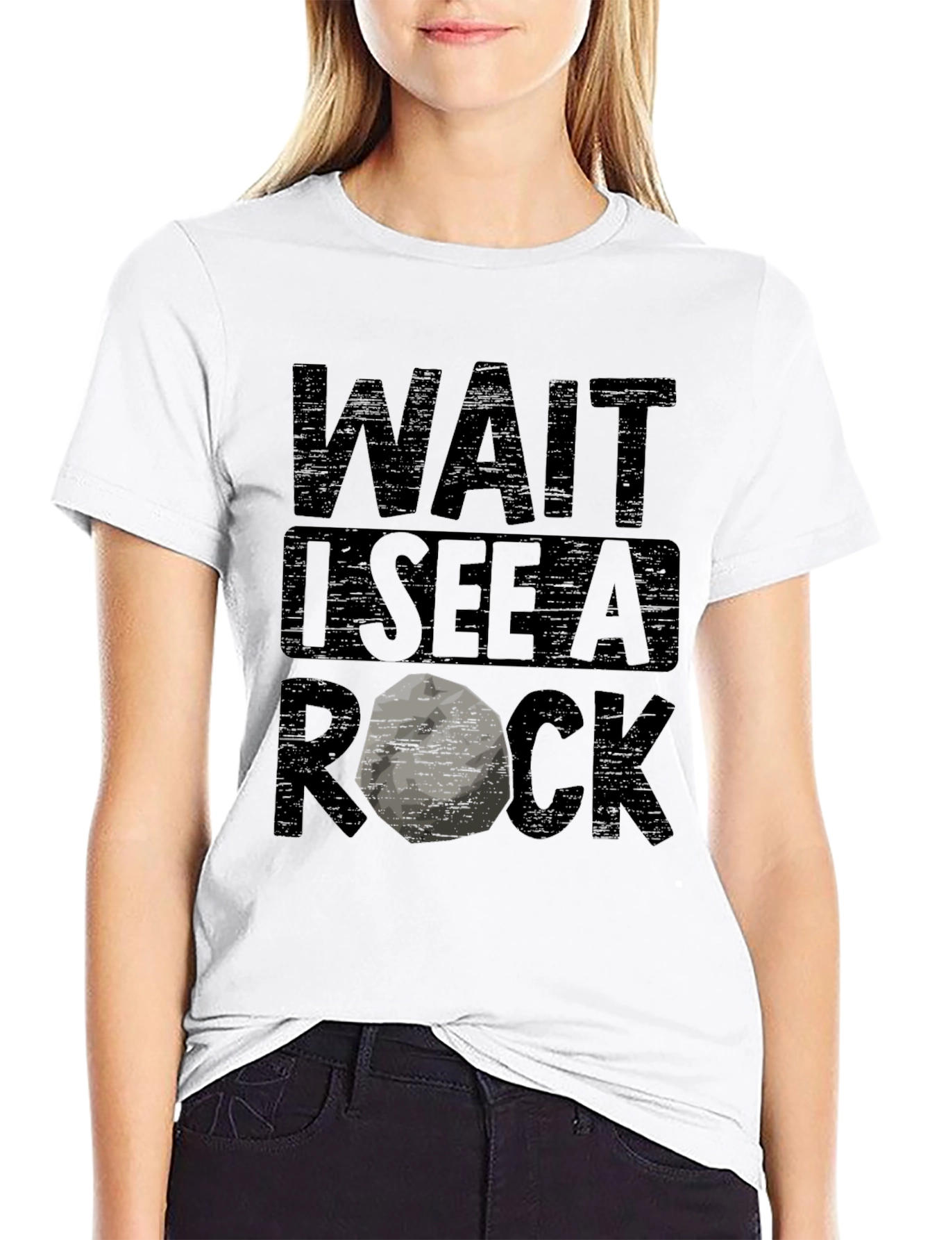 Wait I See a Rock Black Graphic Tee
