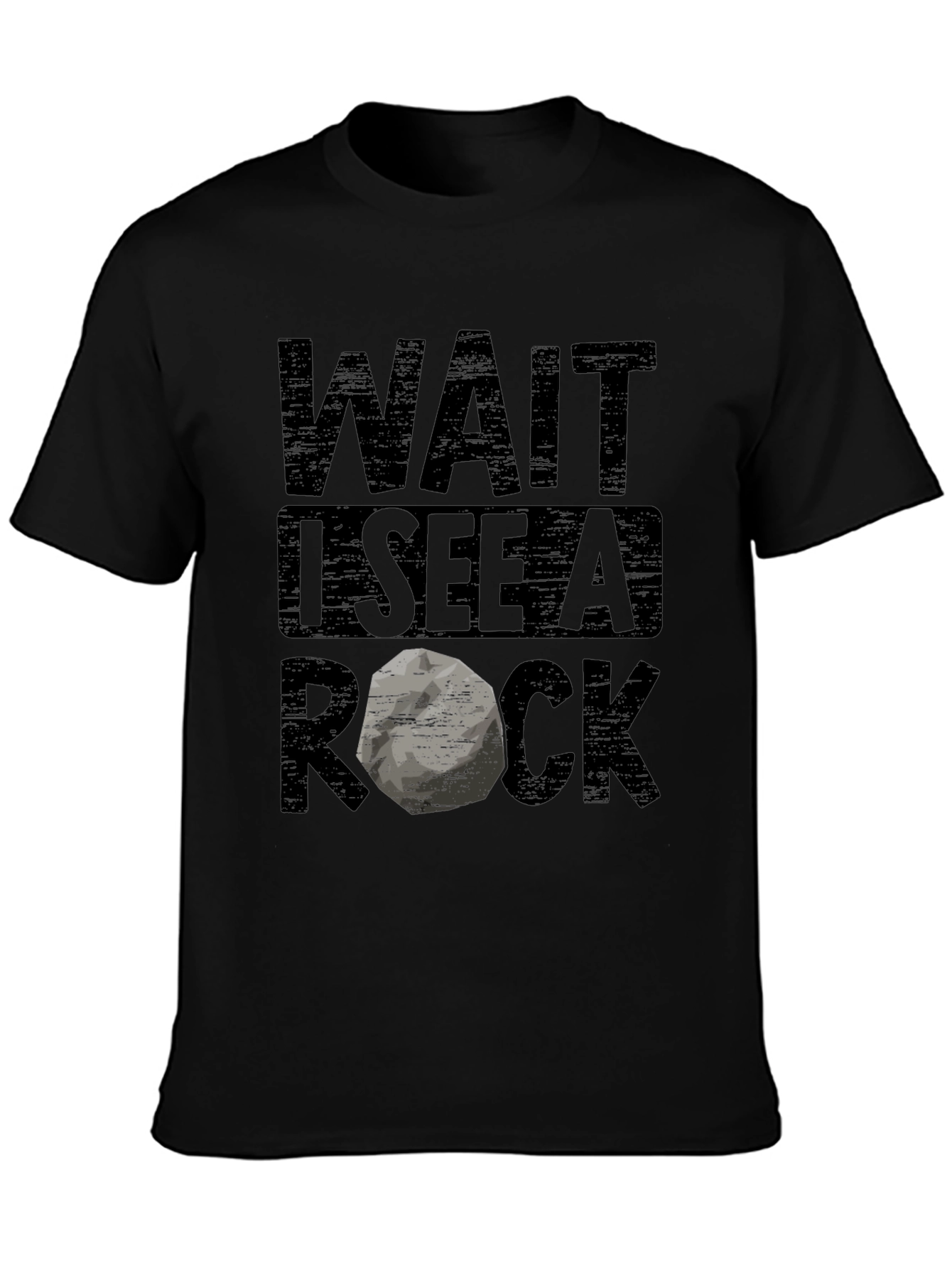 Wait I See a Rock Black Graphic Tee