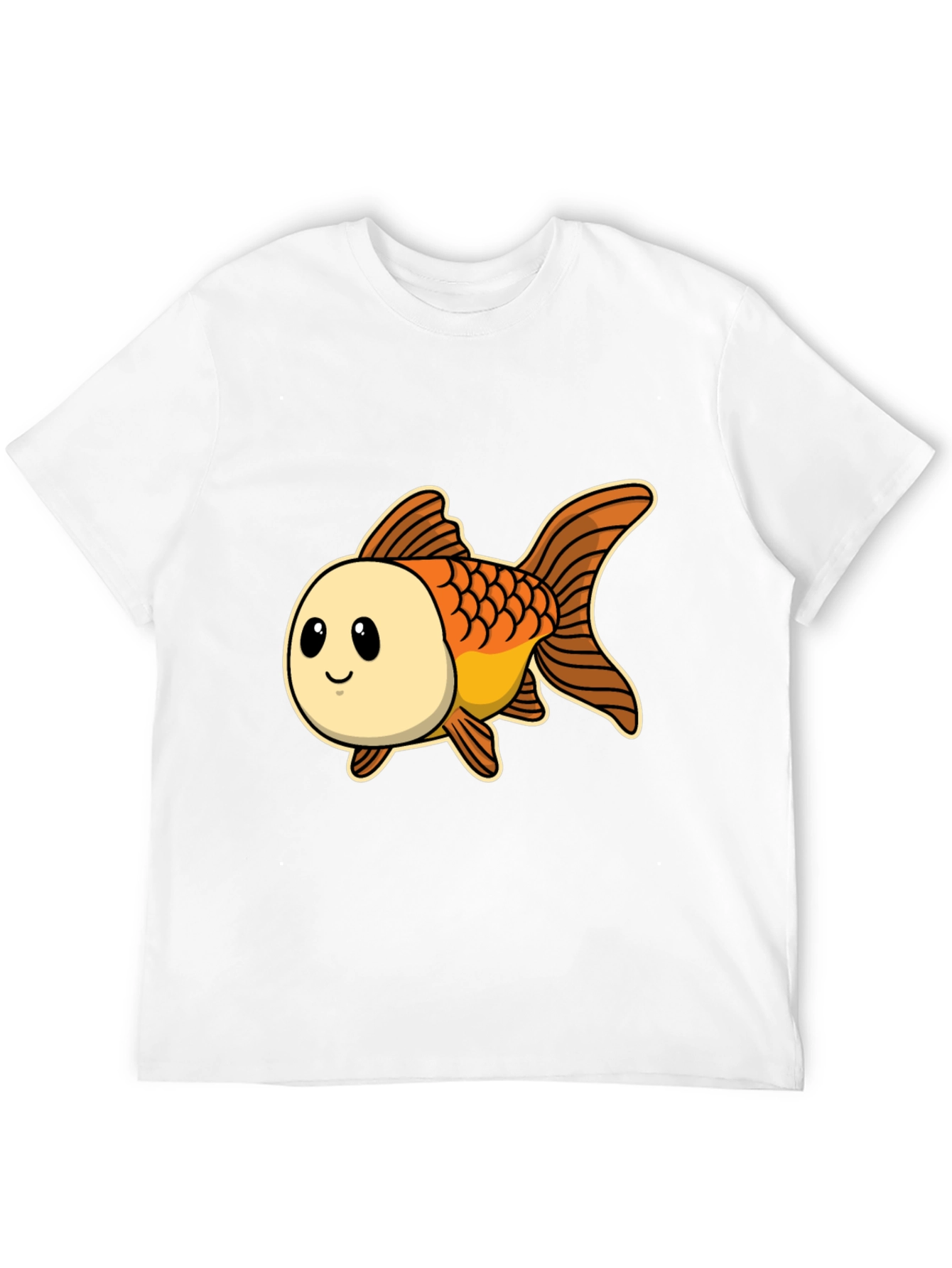 Cute Goldfish Graphic Tee - Black Cotton T-Shirt