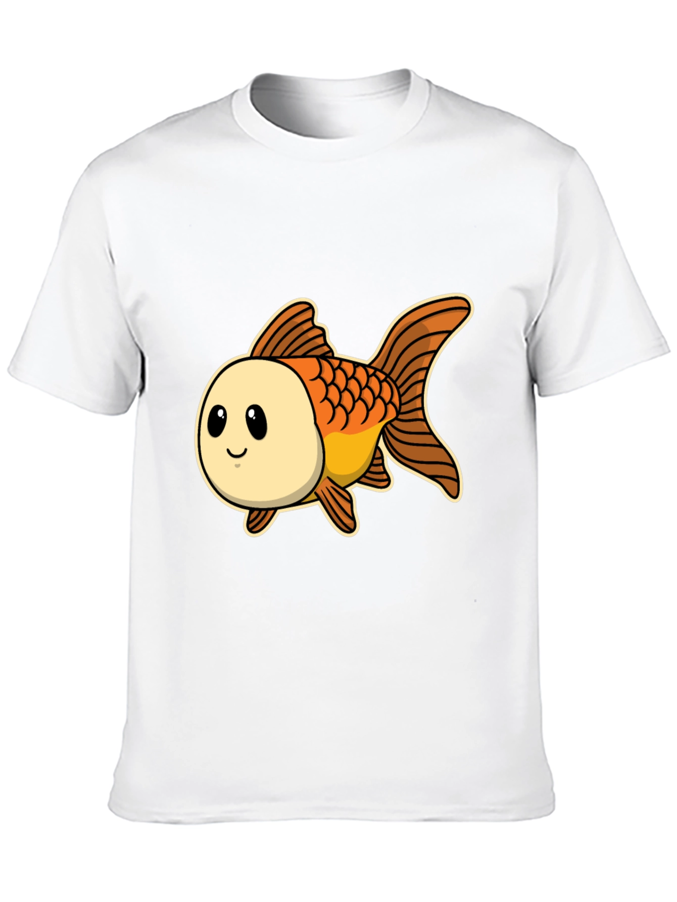 Cute Goldfish Graphic Tee - Black Cotton T-Shirt