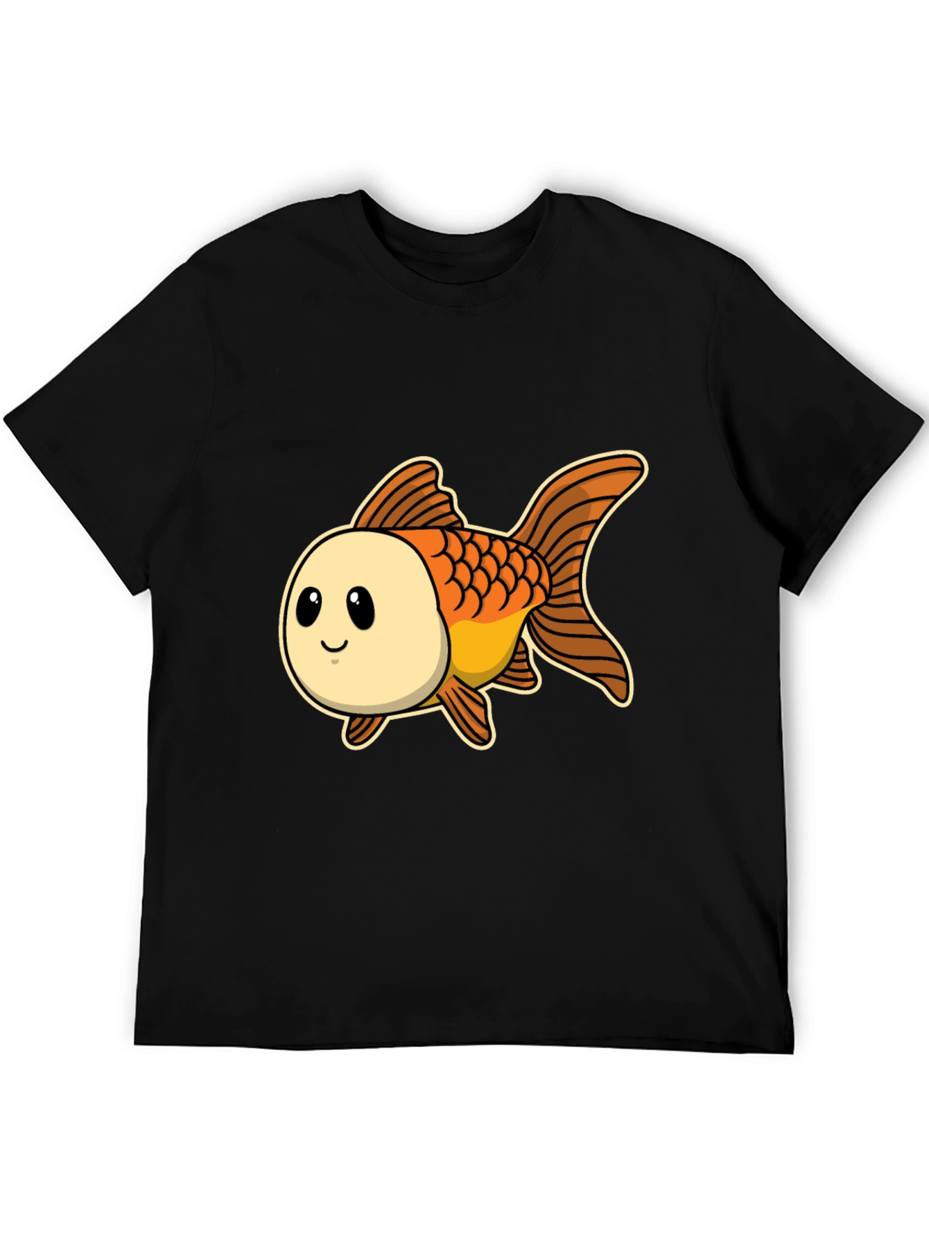 Cute Goldfish Graphic Tee - Black Cotton T-Shirt