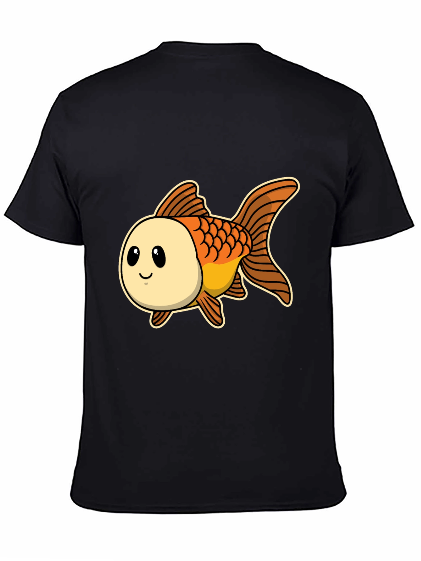 Cute Goldfish Graphic Tee - Black Cotton T-Shirt