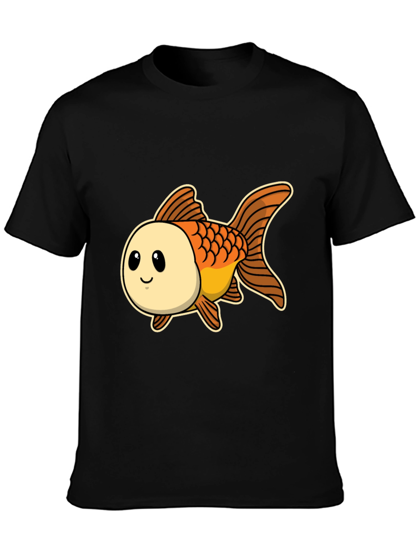 Cute Goldfish Graphic Tee - Black Cotton T-Shirt