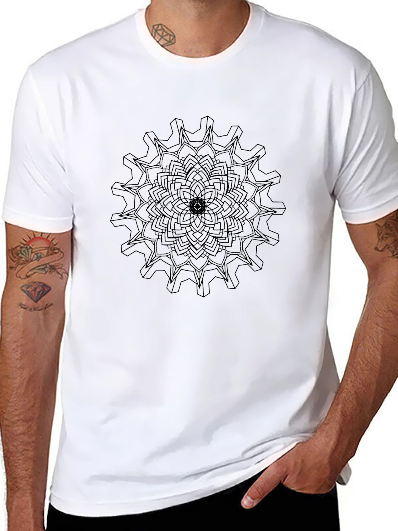 Gear Mandala Black Graphic Tee - Modern Streetwear