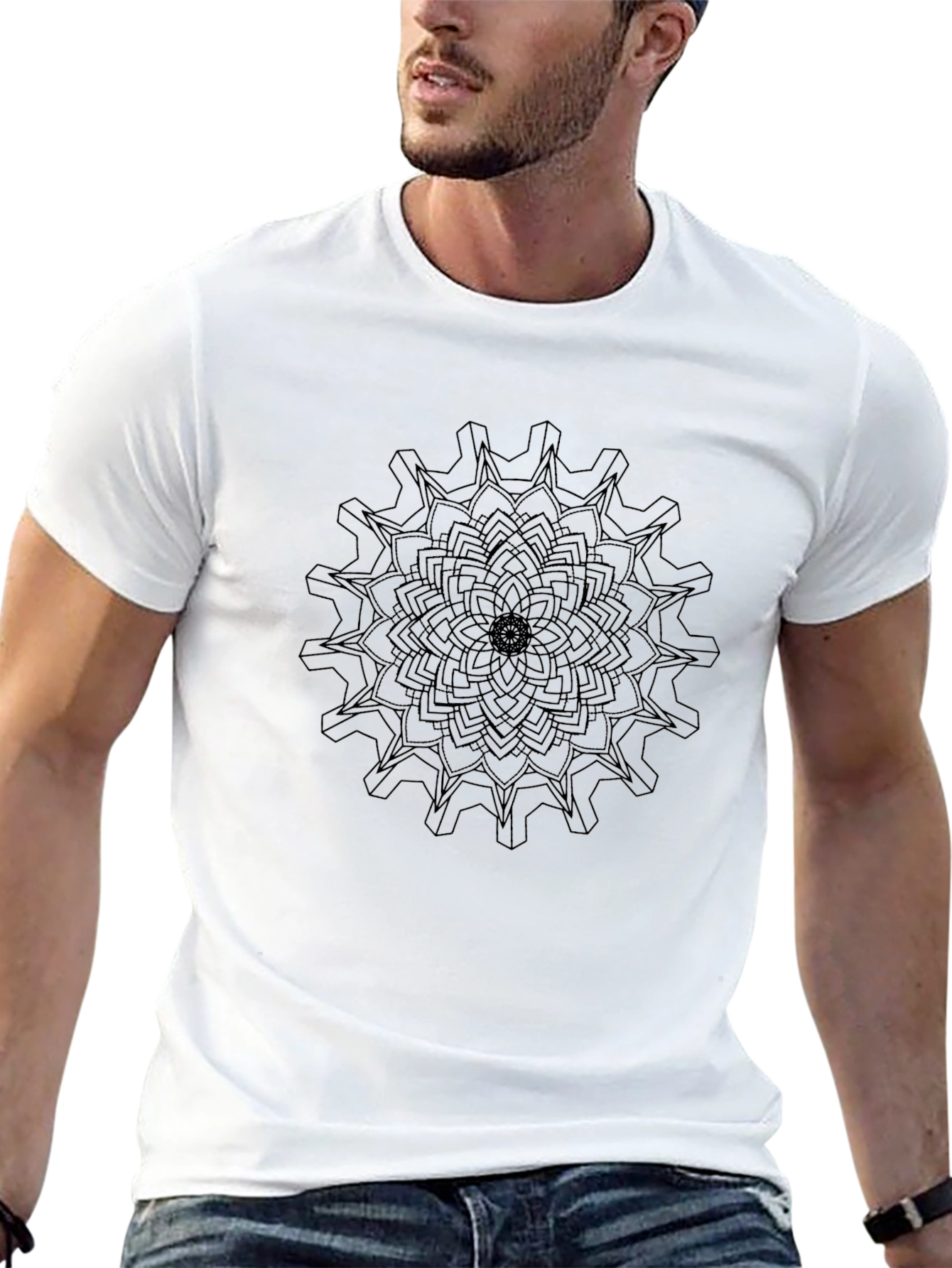 Gear Mandala Black Graphic Tee - Modern Streetwear