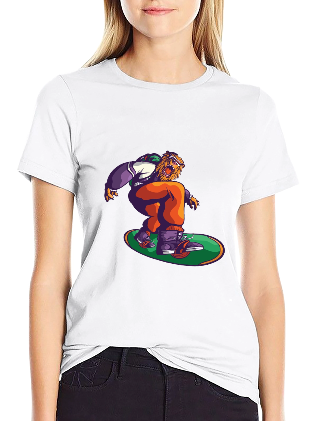 Lion Skateboarder Graphic T-Shirt
