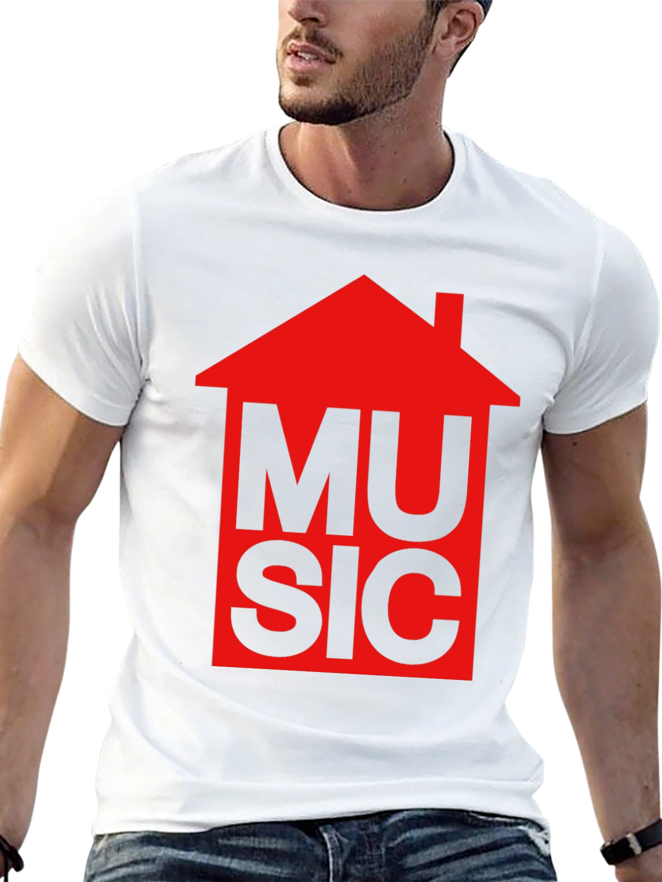 House Music Graphic T-Shirt - Red Design