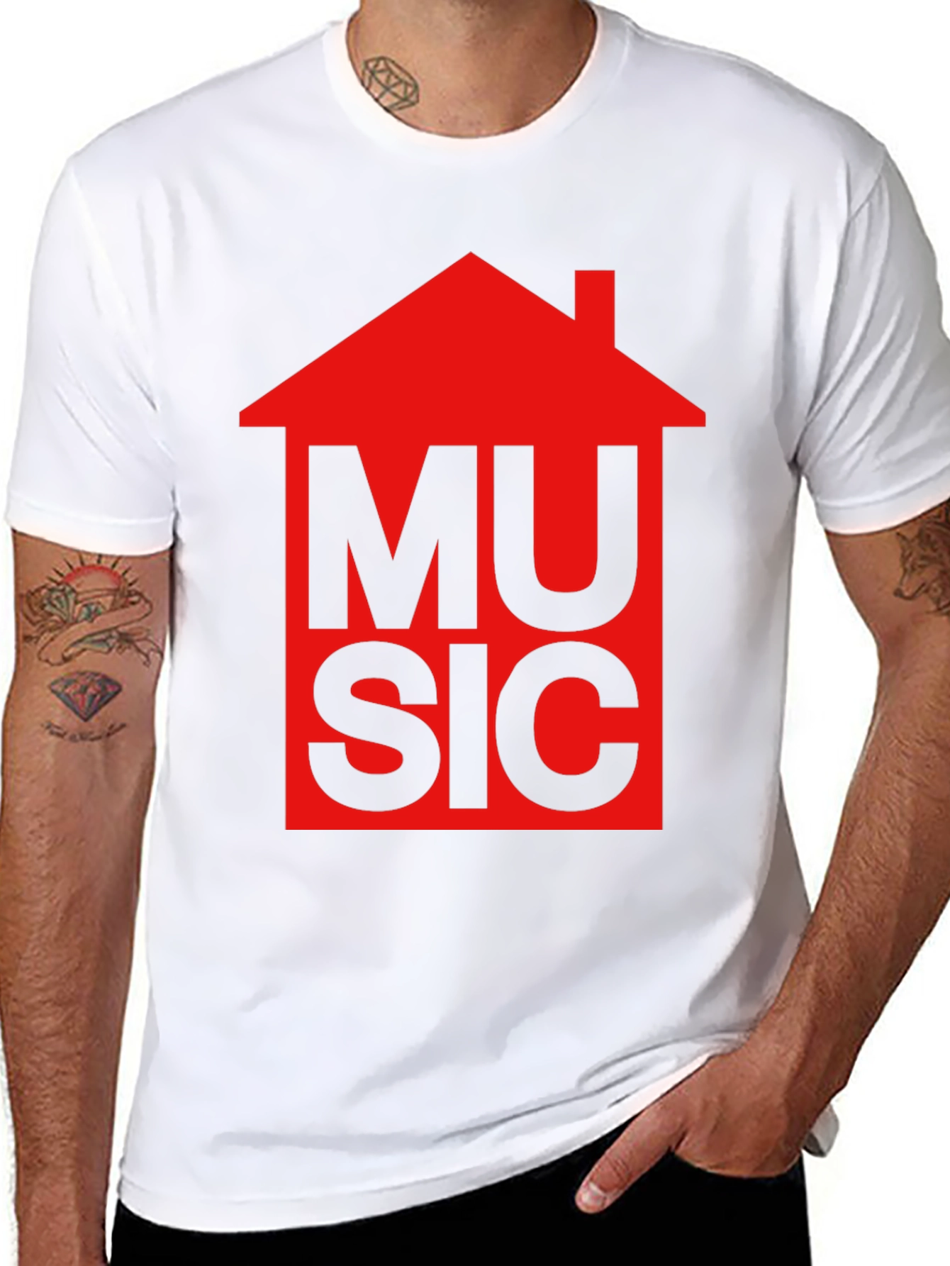 House Music Graphic T-Shirt - Red Design