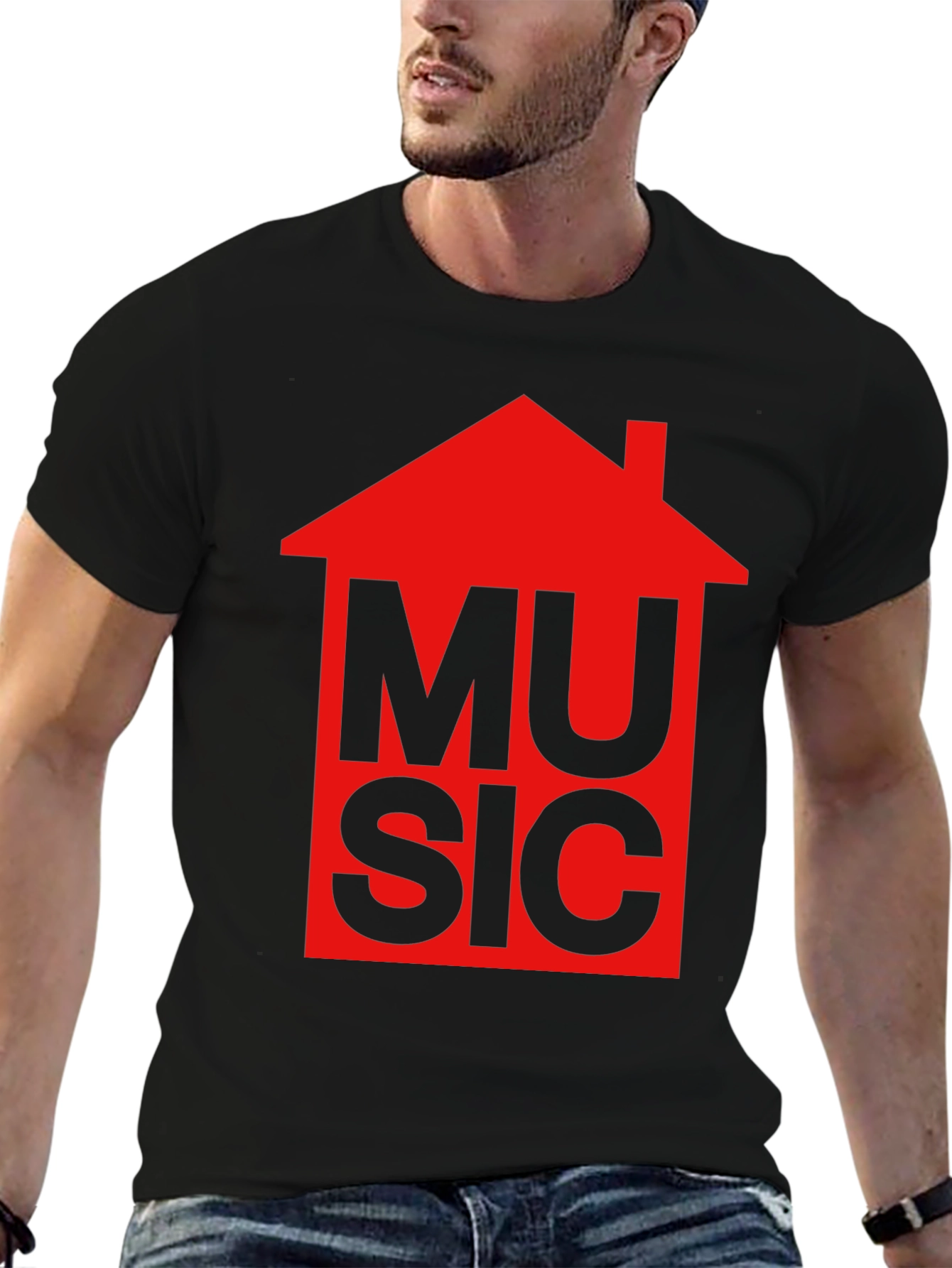House Music Graphic T-Shirt - Red Design
