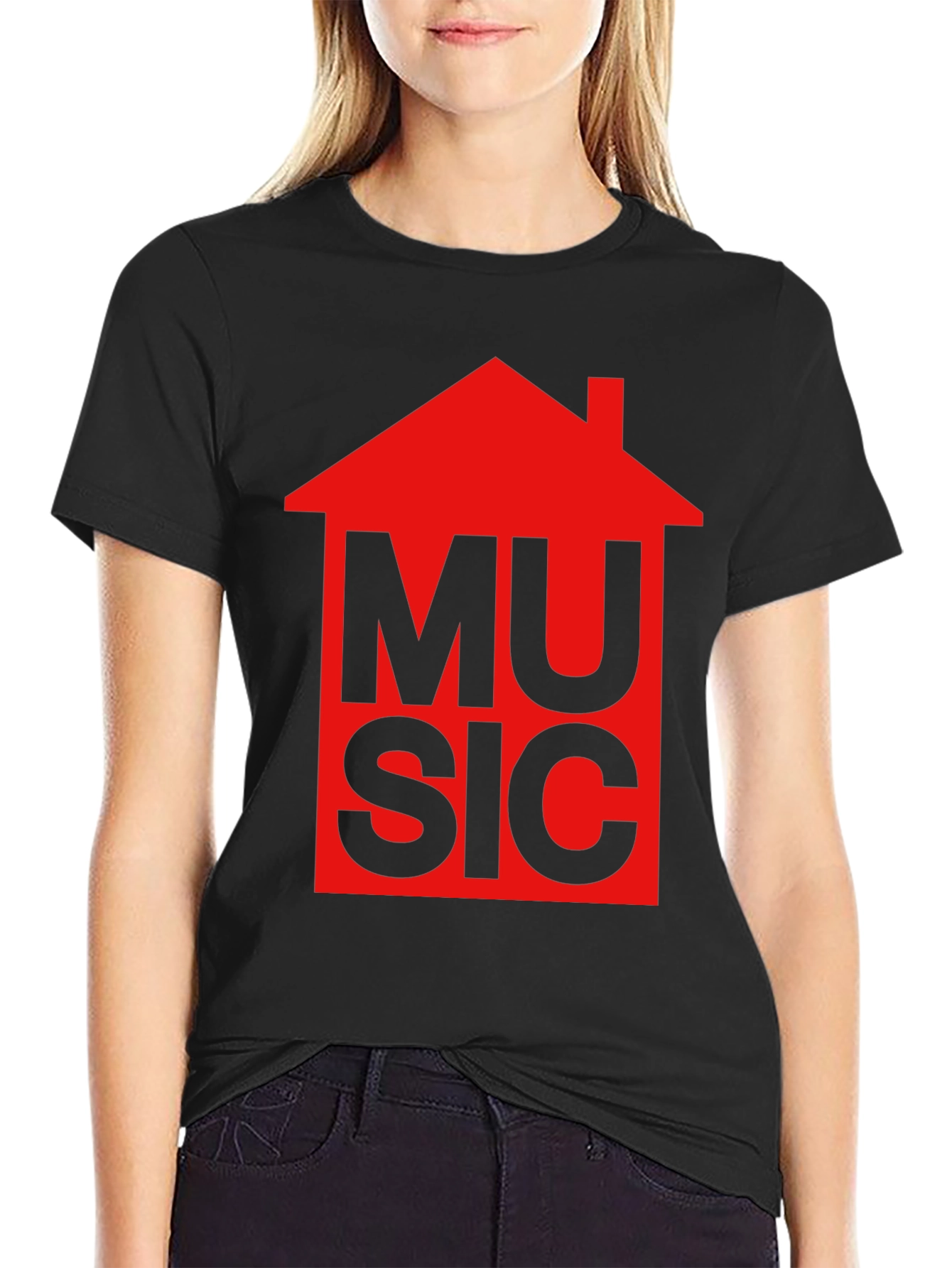 House Music Graphic T-Shirt - Red Design
