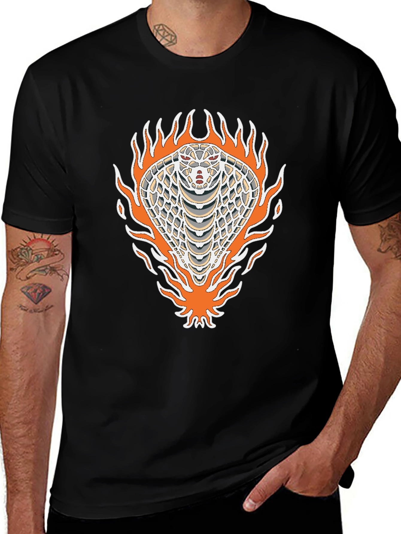 Black Tee with Cobra Graphic