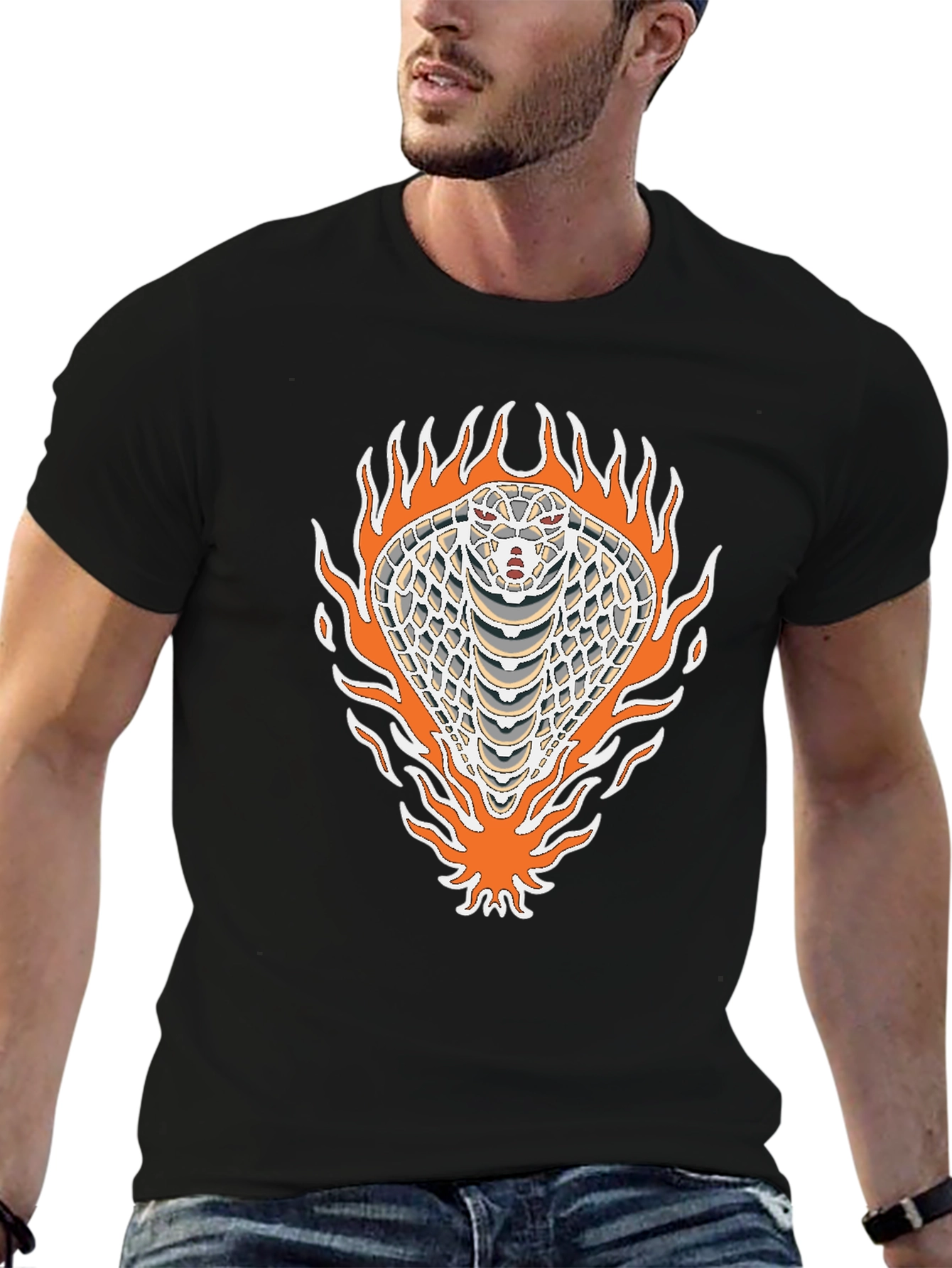 Black Tee with Cobra Graphic