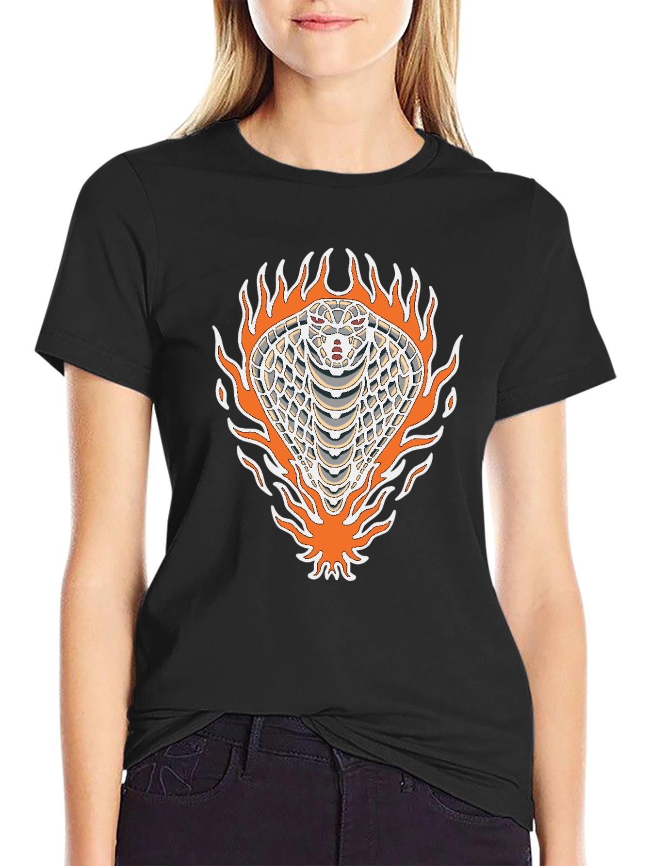 Black Tee with Cobra Graphic