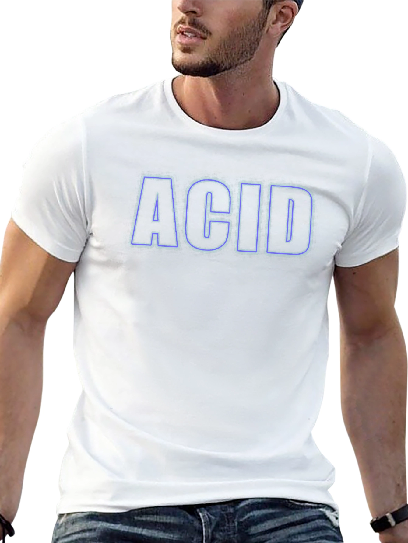 ACID T-Shirt - Black with Neon Blue Trim