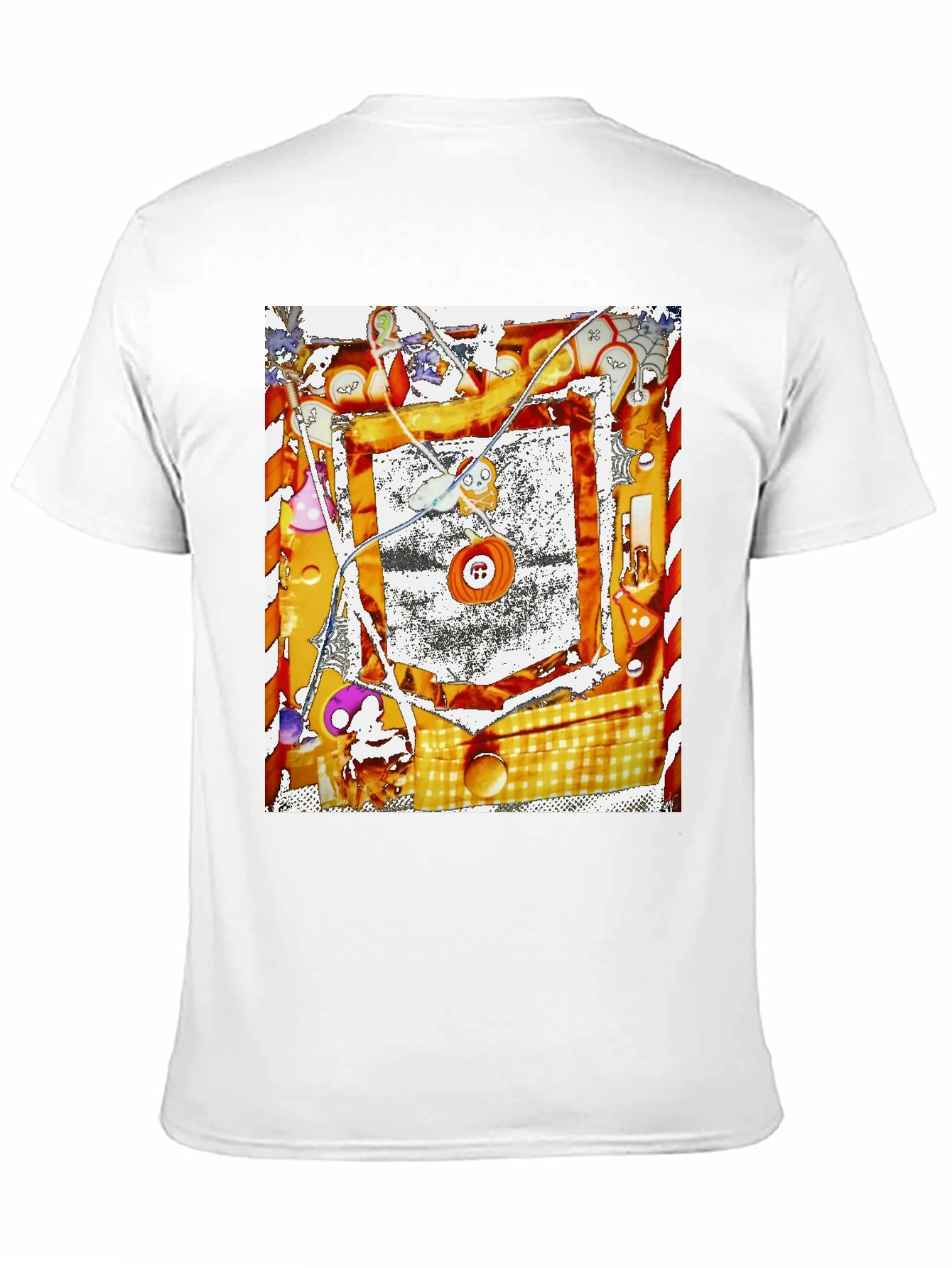 Abstract Button Print Black T-Shirt