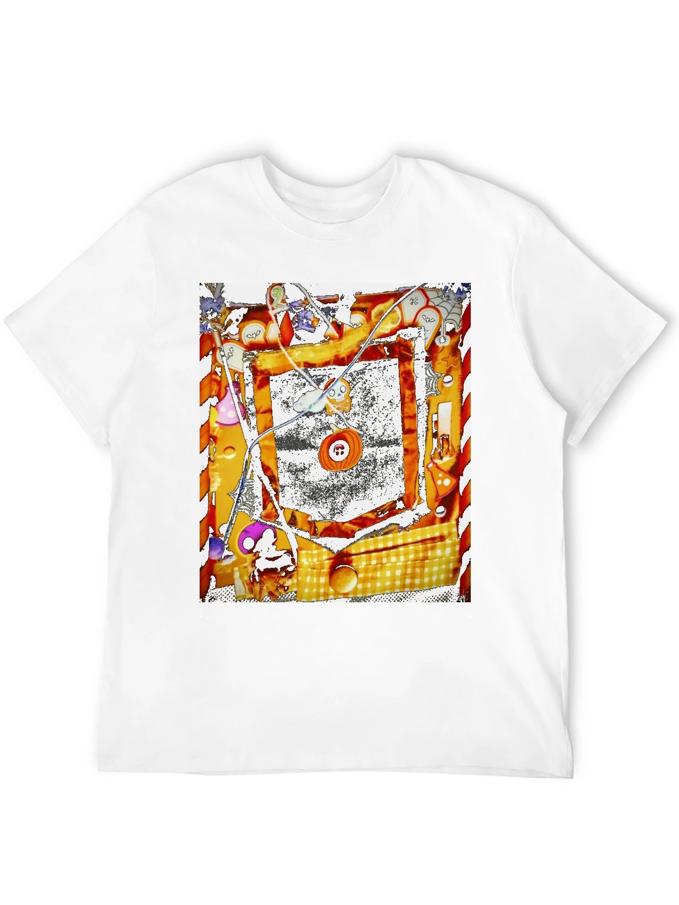 Abstract Button Print Black T-Shirt