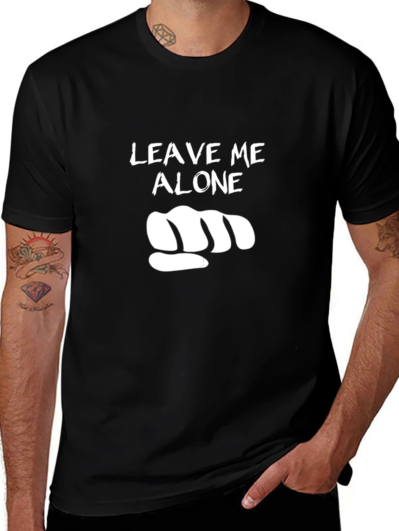 Leave Me Alone Graphic Tee - Black Casual T-Shirt