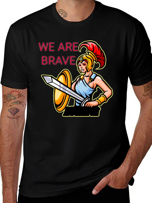 Brave Warrior Graphic Tee - Black Cotton T-Shirt