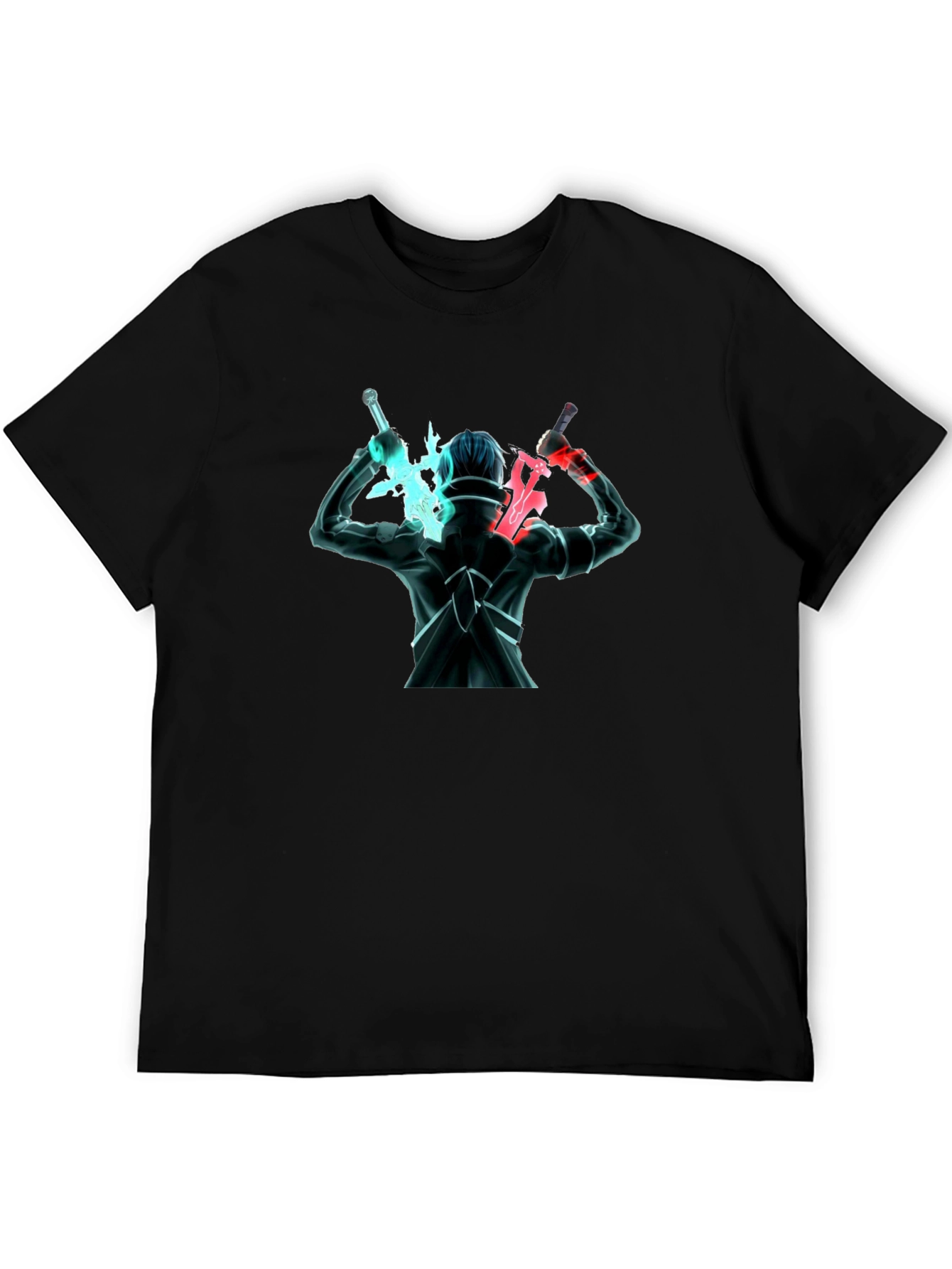 Anime Swordsman Graphic Black T-Shirt