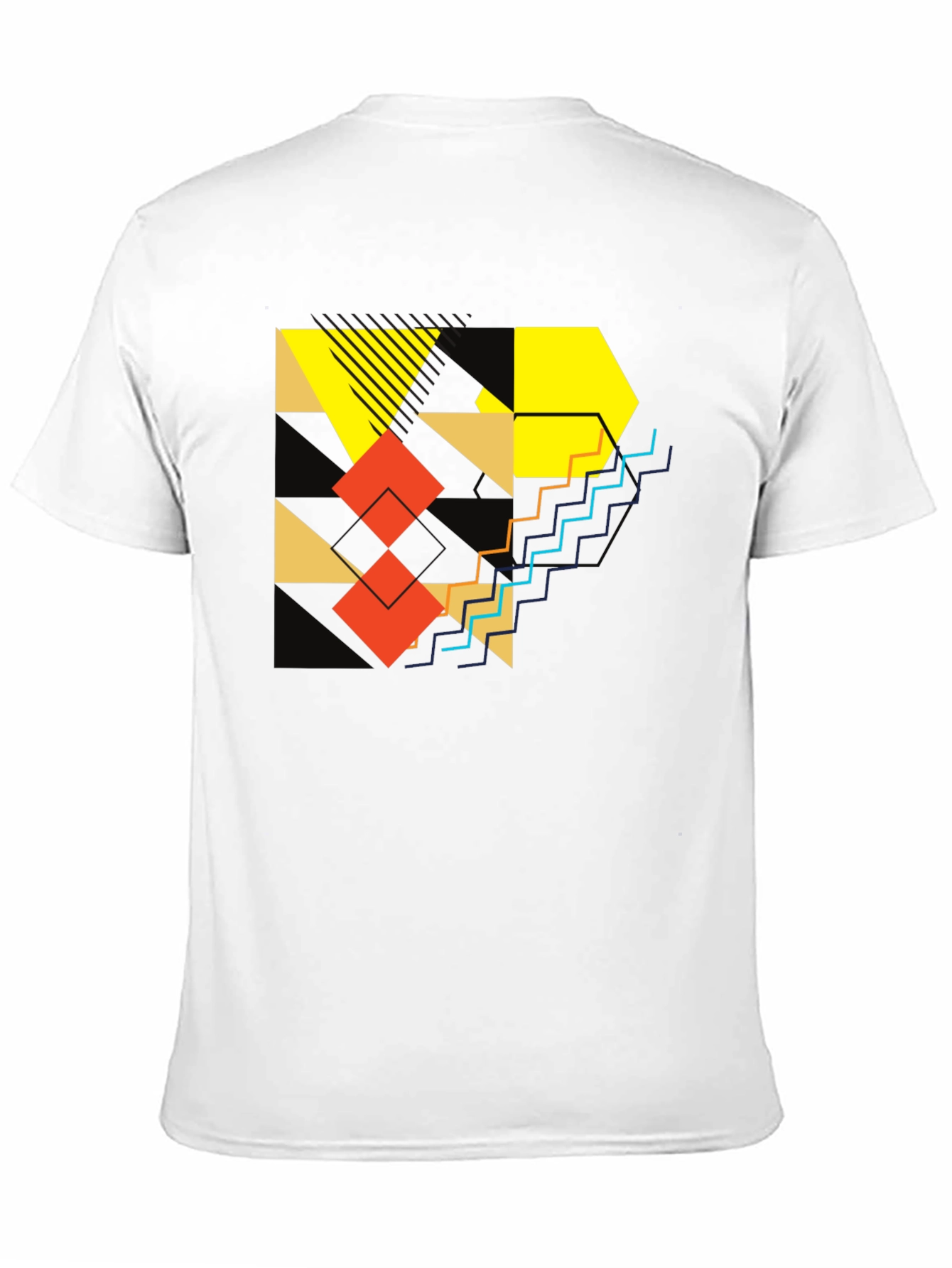Abstract Geometric Graphic Print Mens Black T-Shirt