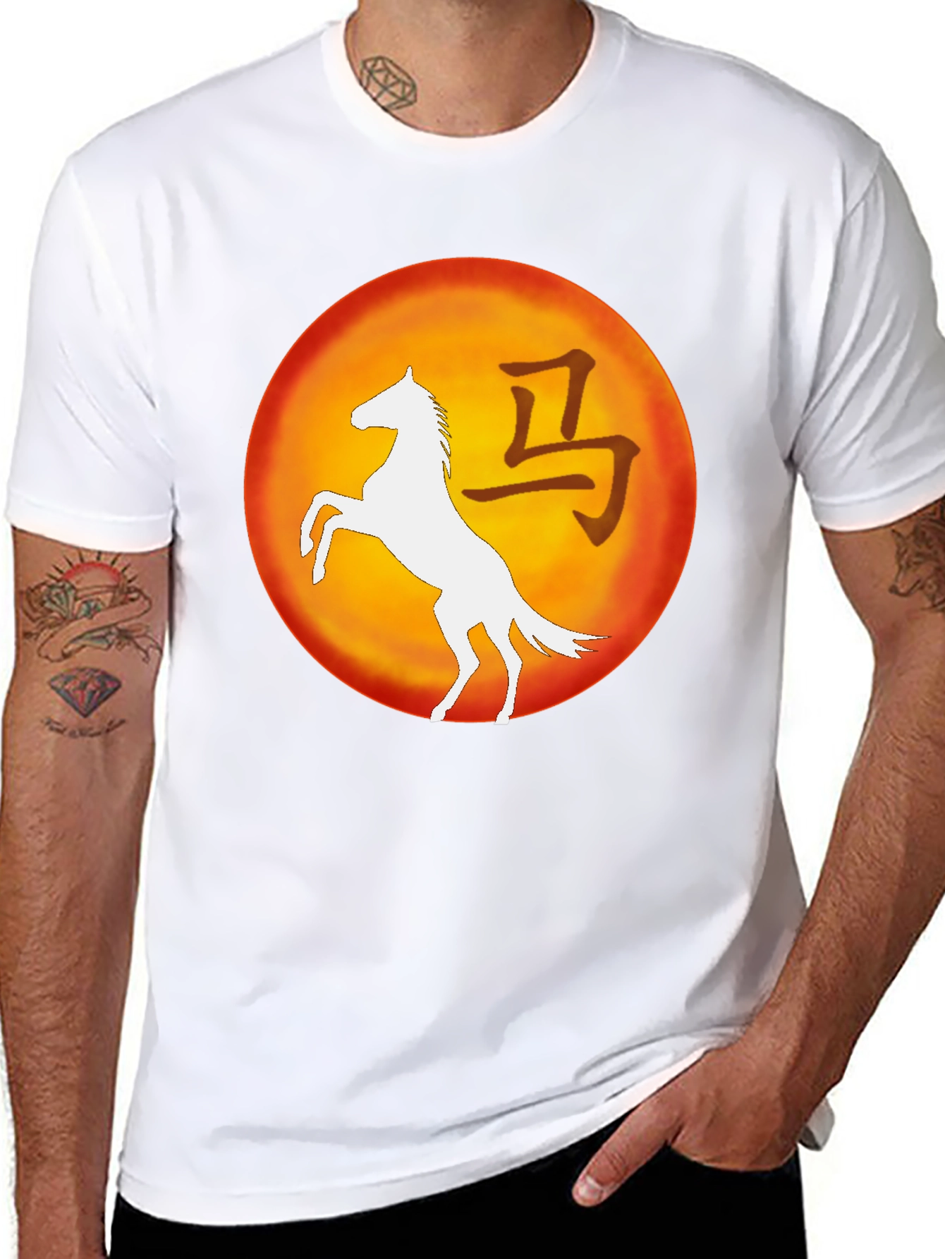 Horse Chinese Zodiac Black T-Shirt