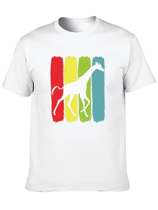 Giraffe Silhouette Graphic Print Black T-Shirt